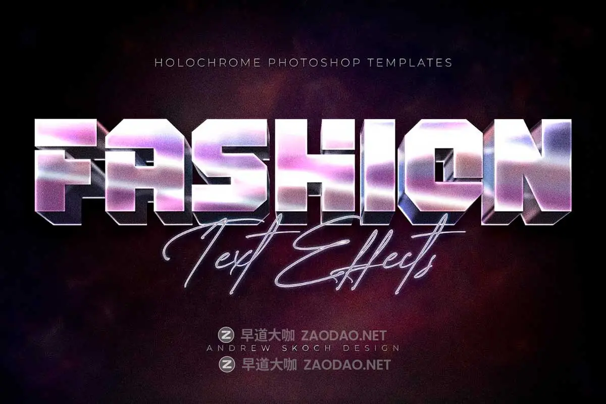 8款全息渐变金属镀铬现代未来3D立体海报标题Logo设计PS特效滤镜样机模板 Holochrome Text and Logo Effects插图7 8款全息渐变金属镀铬现代未来3D立体海报标题Logo设计PS特效滤镜样机模板 Holochrome Text and Logo Effects插图7