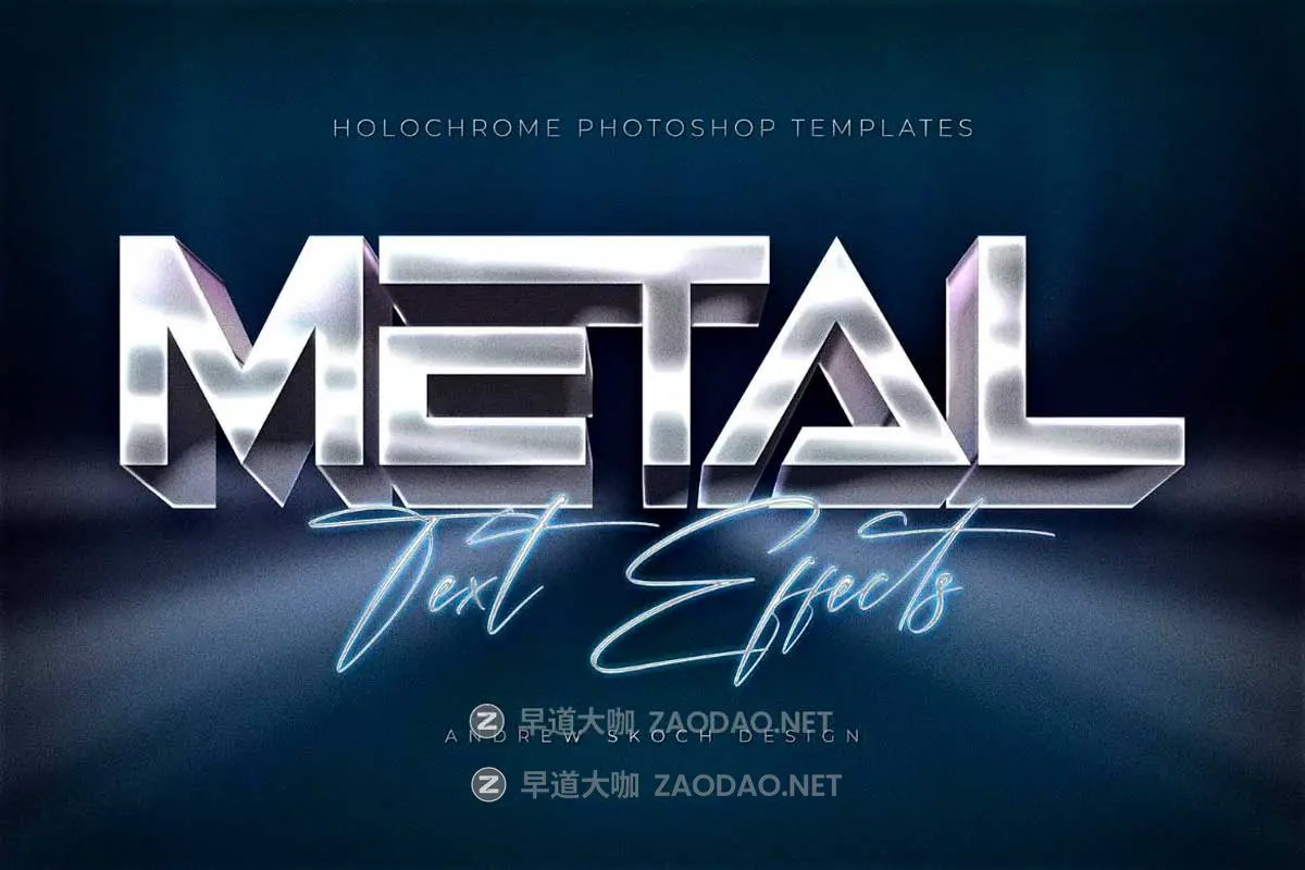 8款全息渐变金属镀铬现代未来3D立体海报标题Logo设计PS特效滤镜样机模板 Holochrome Text and Logo Effects插图8 8款全息渐变金属镀铬现代未来3D立体海报标题Logo设计PS特效滤镜样机模板 Holochrome Text and Logo Effects插图8