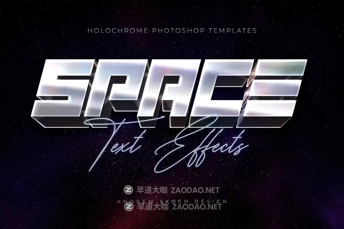 8款全息渐变金属镀铬现代未来3D立体海报标题Logo设计PS特效滤镜样机模板 Holochrome Text and Logo Effects插图1 8款全息渐变金属镀铬现代未来3D立体海报标题Logo设计PS特效滤镜样机模板 Holochrome Text and Logo Effects插图1