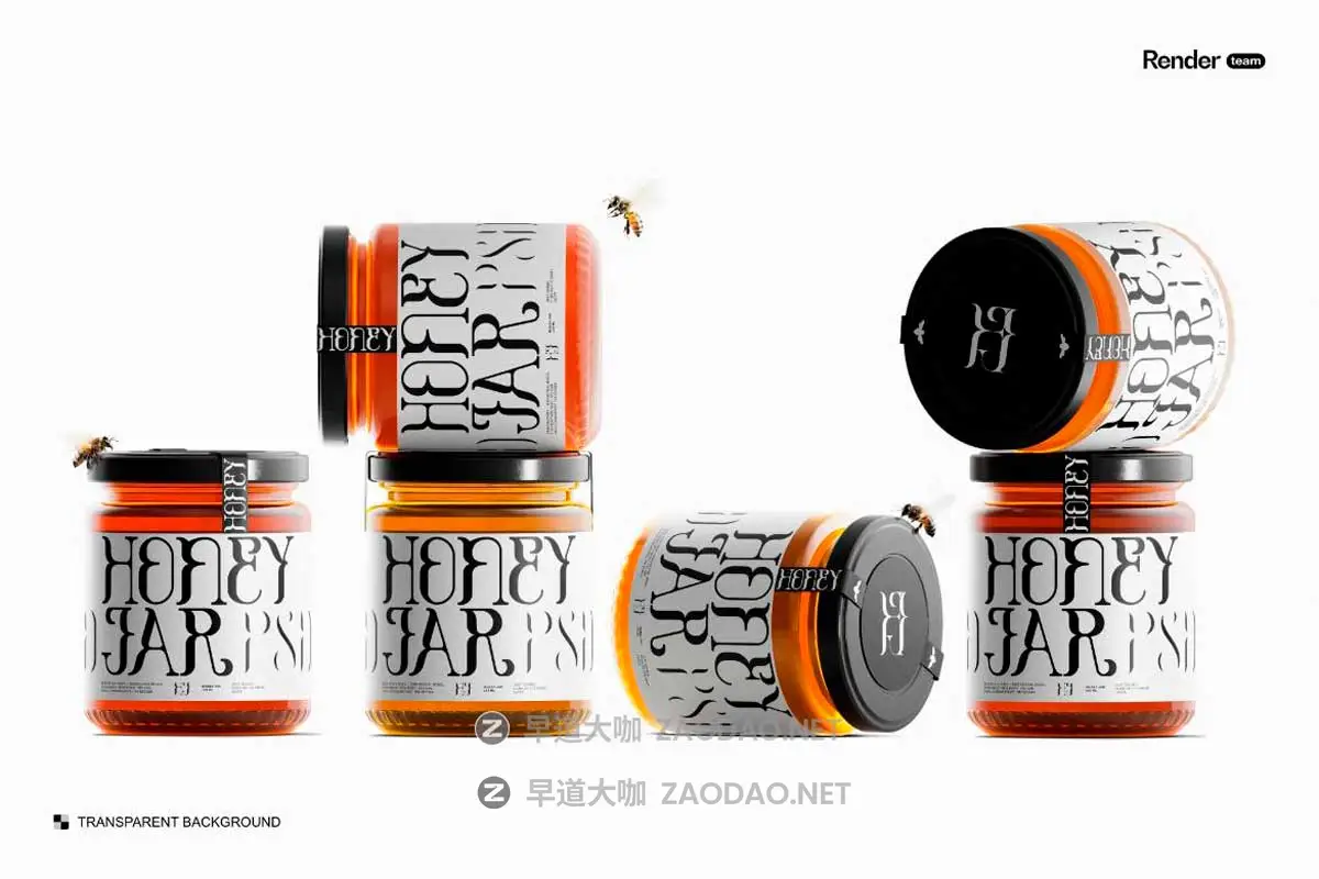 7款时尚透明蜂蜜果酱玻璃瓶包装瓶贴纸设计展示效果图PS贴图样机模板 Honey Jar Mockup Set插图3 7款时尚透明蜂蜜果酱玻璃瓶包装瓶贴纸设计展示效果图PS贴图样机模板 Honey Jar Mockup Set插图3