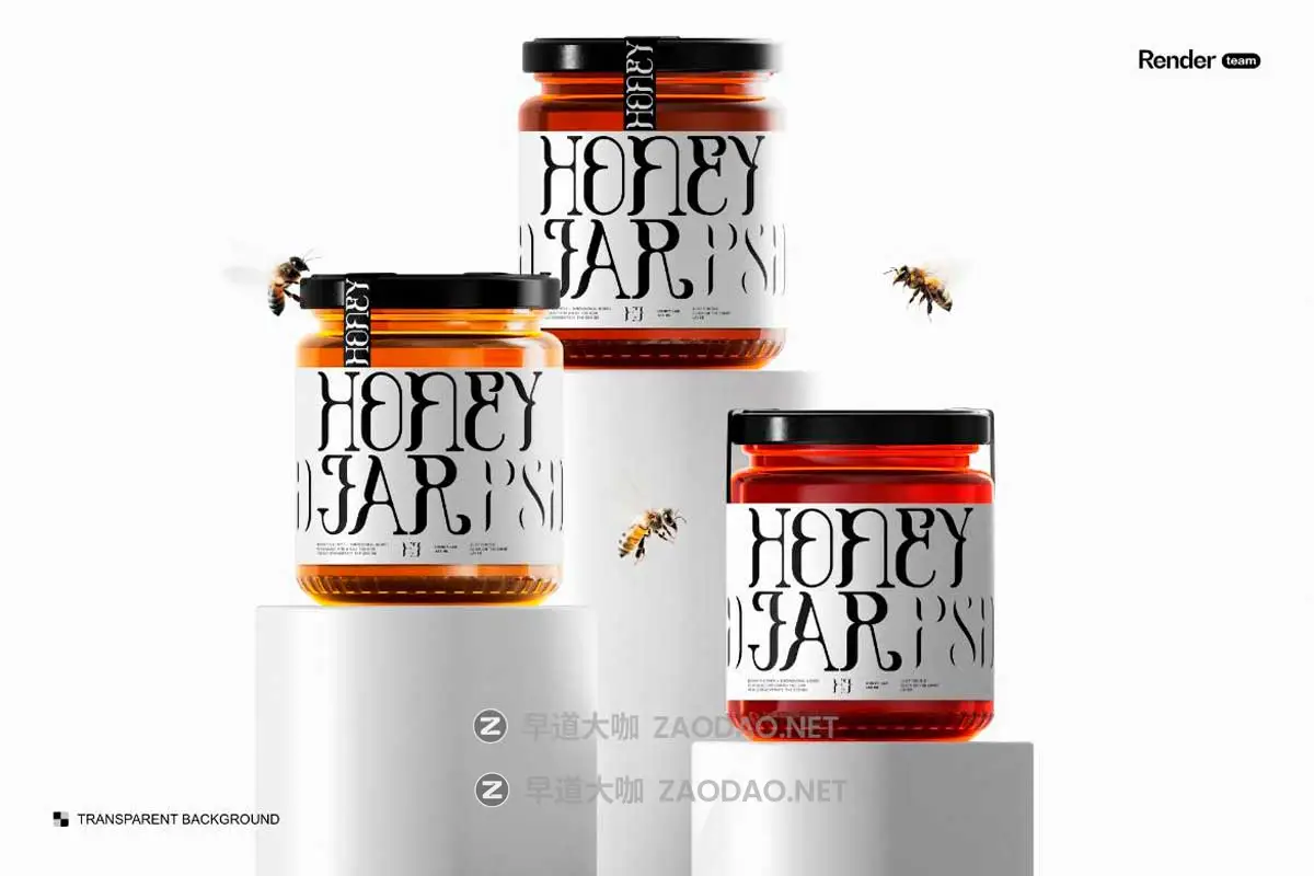 7款时尚透明蜂蜜果酱玻璃瓶包装瓶贴纸设计展示效果图PS贴图样机模板 Honey Jar Mockup Set插图8 7款时尚透明蜂蜜果酱玻璃瓶包装瓶贴纸设计展示效果图PS贴图样机模板 Honey Jar Mockup Set插图8