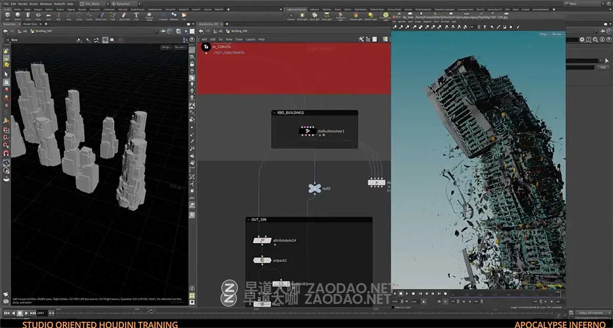 Houdini楼房倒塌燃烧灾难电影特效视频教程 中英文字幕 Apocalypse: Inferno Complete Houdini Training插图3 Houdini楼房倒塌燃烧灾难电影特效视频教程 中英文字幕 Apocalypse: Inferno Complete Houdini Training插图3