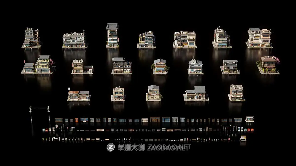 日本日式古典城市建筑楼房资产3D模型 Blender/FBX/OBJ格式 Kitbash3D – Japanese Neighborhoods插图1 日本日式古典城市建筑楼房资产3D模型 Blender/FBX/OBJ格式 Kitbash3D – Japanese Neighborhoods插图1