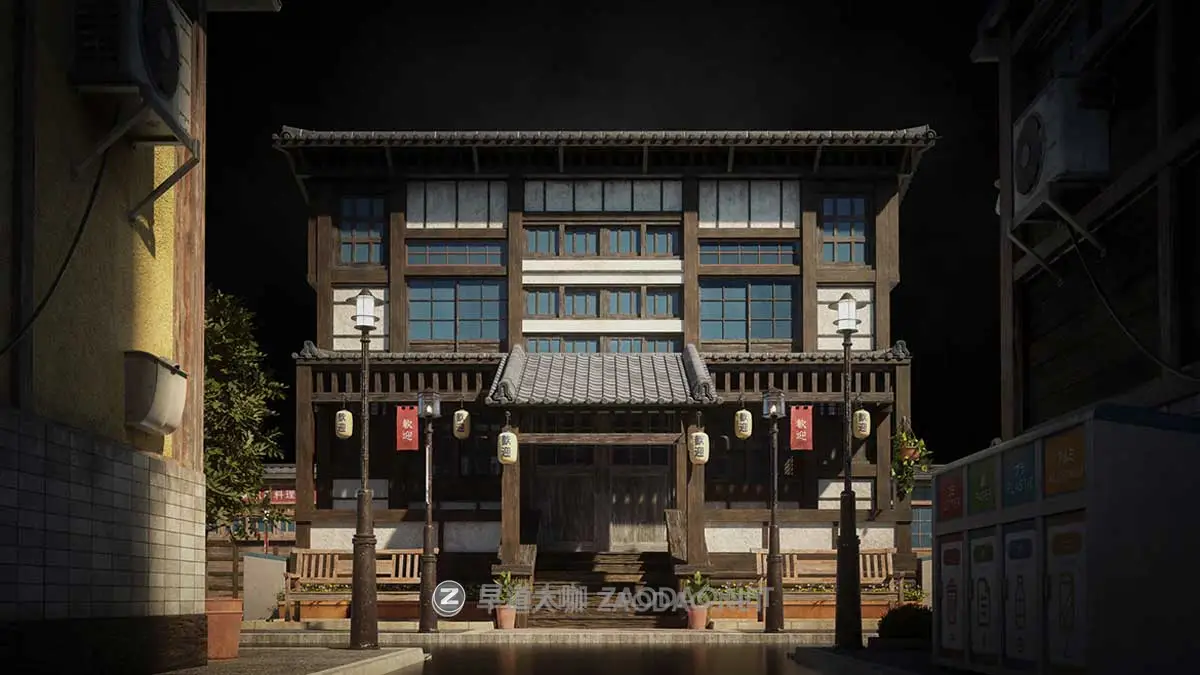 日本日式古典城市建筑楼房资产3D模型 Blender/FBX/OBJ格式 Kitbash3D – Japanese Neighborhoods插图4 日本日式古典城市建筑楼房资产3D模型 Blender/FBX/OBJ格式 Kitbash3D – Japanese Neighborhoods插图4