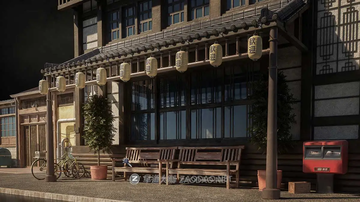 日本日式古典城市建筑楼房资产3D模型 Blender/FBX/OBJ格式 Kitbash3D – Japanese Neighborhoods插图5 日本日式古典城市建筑楼房资产3D模型 Blender/FBX/OBJ格式 Kitbash3D – Japanese Neighborhoods插图5