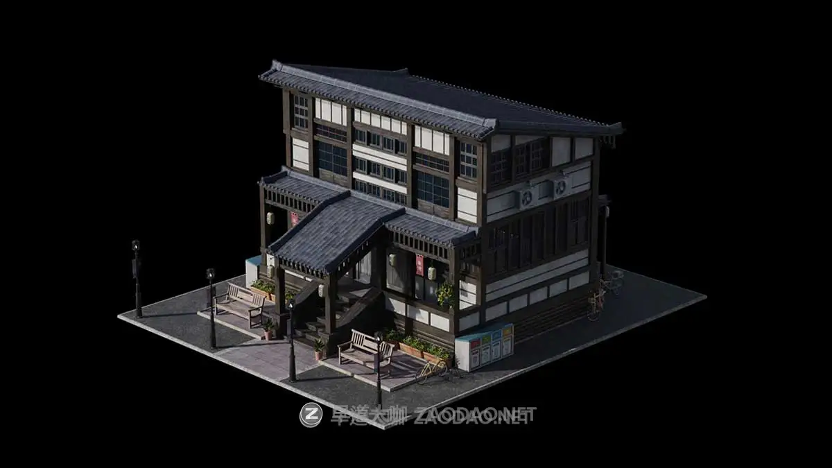 日本日式古典城市建筑楼房资产3D模型 Blender/FBX/OBJ格式 Kitbash3D – Japanese Neighborhoods插图10 日本日式古典城市建筑楼房资产3D模型 Blender/FBX/OBJ格式 Kitbash3D – Japanese Neighborhoods插图10