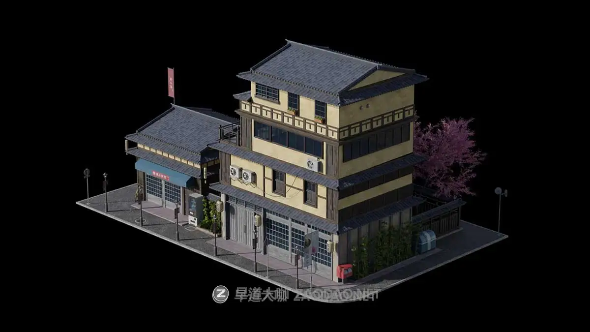日本日式古典城市建筑楼房资产3D模型 Blender/FBX/OBJ格式 Kitbash3D – Japanese Neighborhoods插图11 日本日式古典城市建筑楼房资产3D模型 Blender/FBX/OBJ格式 Kitbash3D – Japanese Neighborhoods插图11