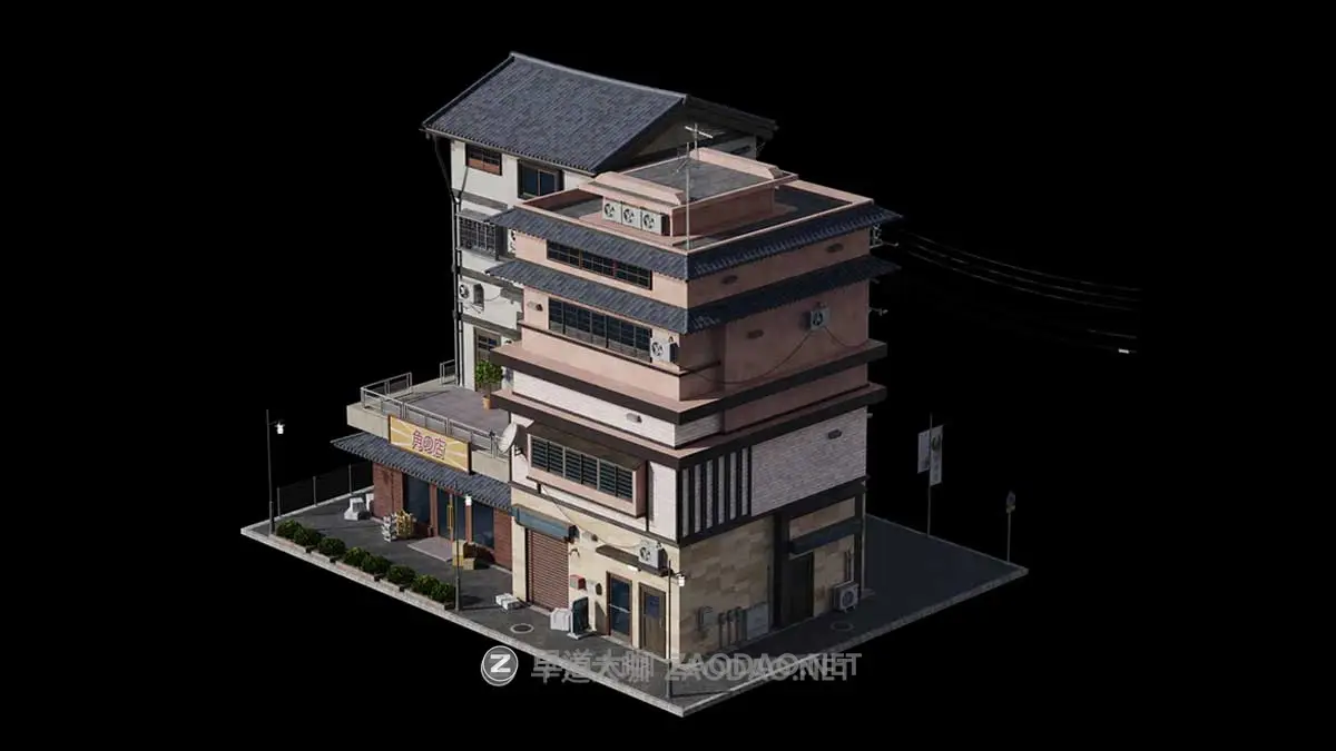 日本日式古典城市建筑楼房资产3D模型 Blender/FBX/OBJ格式 Kitbash3D – Japanese Neighborhoods插图13 日本日式古典城市建筑楼房资产3D模型 Blender/FBX/OBJ格式 Kitbash3D – Japanese Neighborhoods插图13