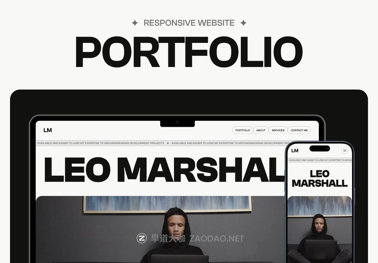 响应式创意极简作品集网站界面WEB UI设计Figma模板素材 Leo Marshall — Developer Portfolio Website插图 响应式创意极简作品集网站界面WEB UI设计Figma模板素材 Leo Marshall — Developer Portfolio Website插图
