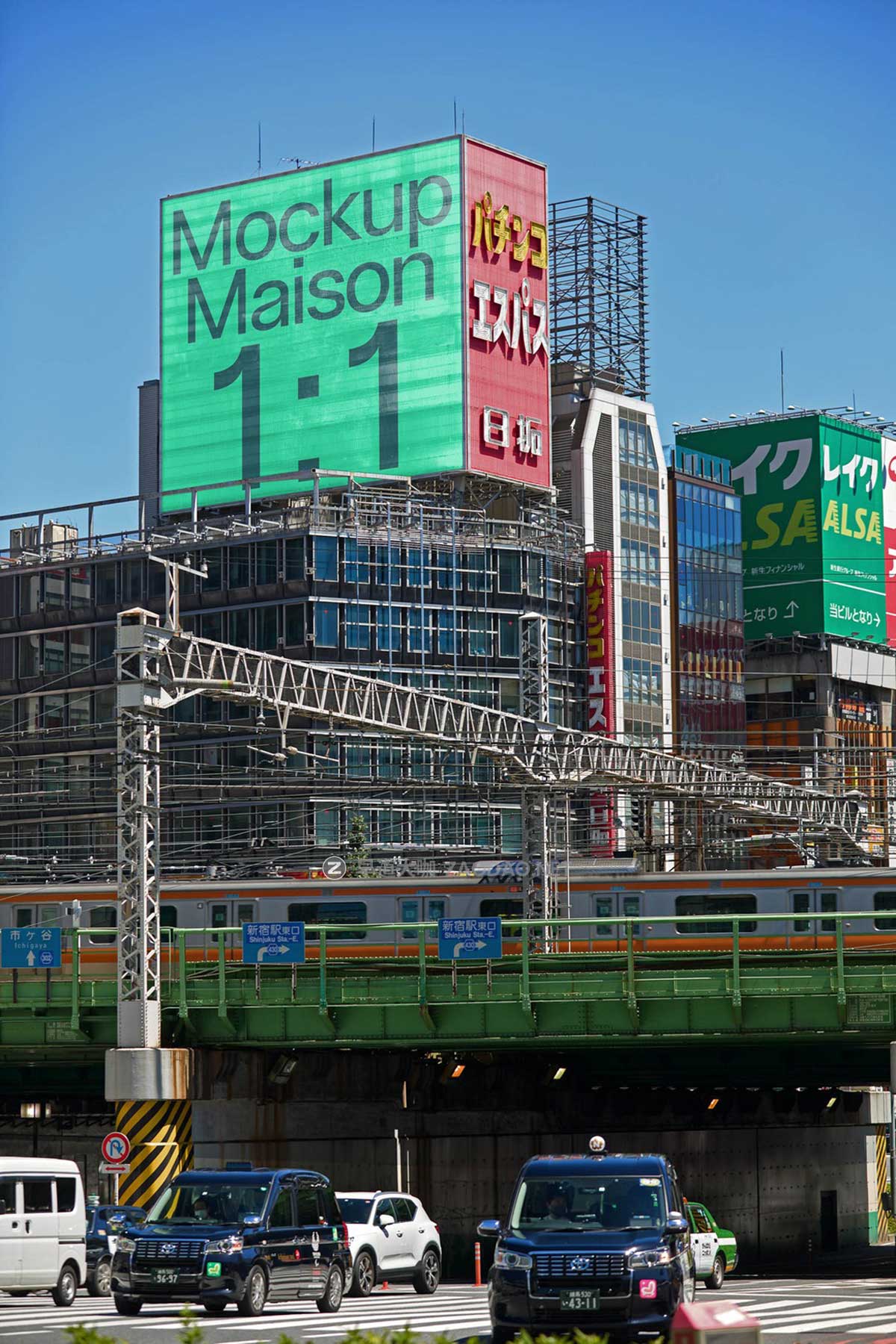 6款日本城市楼体LED大屏幕海报广告牌设计展示PS贴图样机模板素材 Mockup Maison – Tokyo Billboard Mockup Collection Vol 1插图1