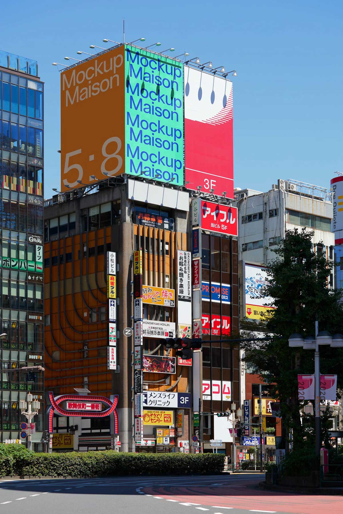 6款日本城市楼体LED大屏幕海报广告牌设计展示PS贴图样机模板素材 Mockup Maison – Tokyo Billboard Mockup Collection Vol 1插图3