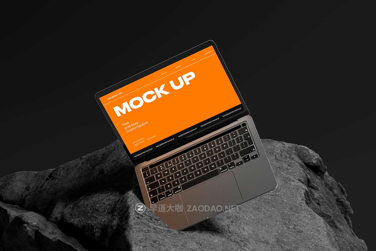 10款暗黑系岩石背景UI广告设计苹果MacBook Pro笔记本电脑贴图PSD样机模板 10 PSD Outdoor MacBook Pro Mockup插图8