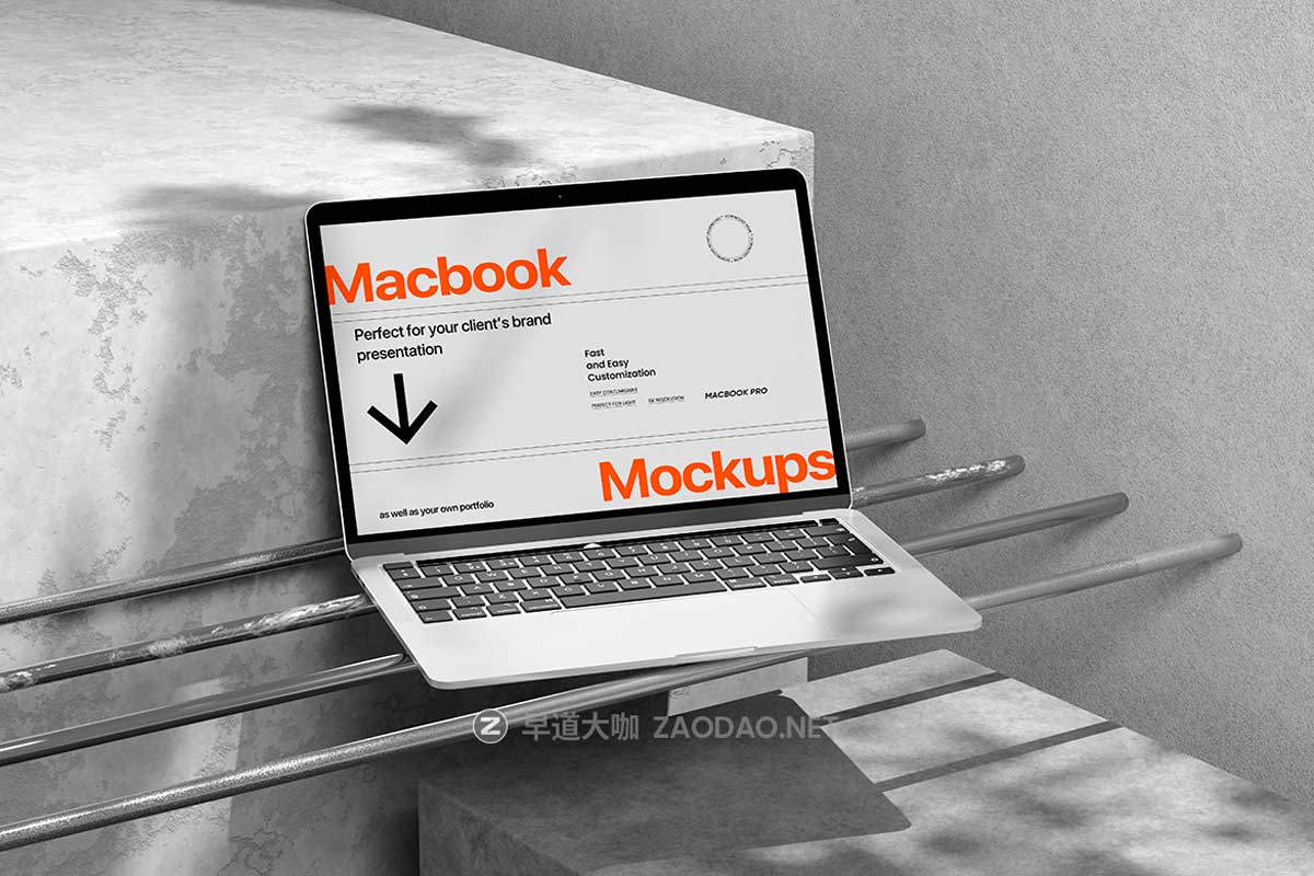 10款混凝土背景阴影UI广告设计苹果电脑MacBook笔记本展示PS贴图样机模板 10 PSD Minimalist MacBook Mockup插图4