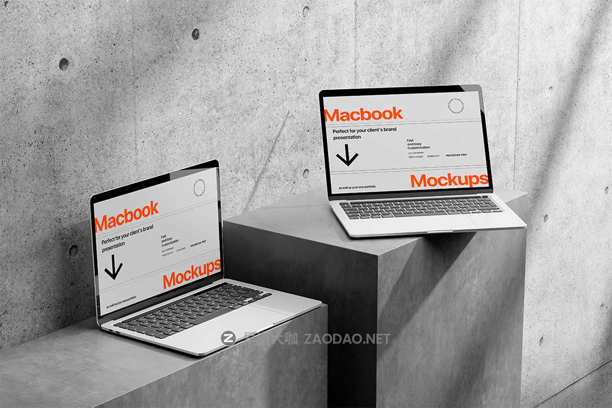10款混凝土背景阴影UI广告设计苹果电脑MacBook笔记本展示PS贴图样机模板 10 PSD Minimalist MacBook Mockup插图3