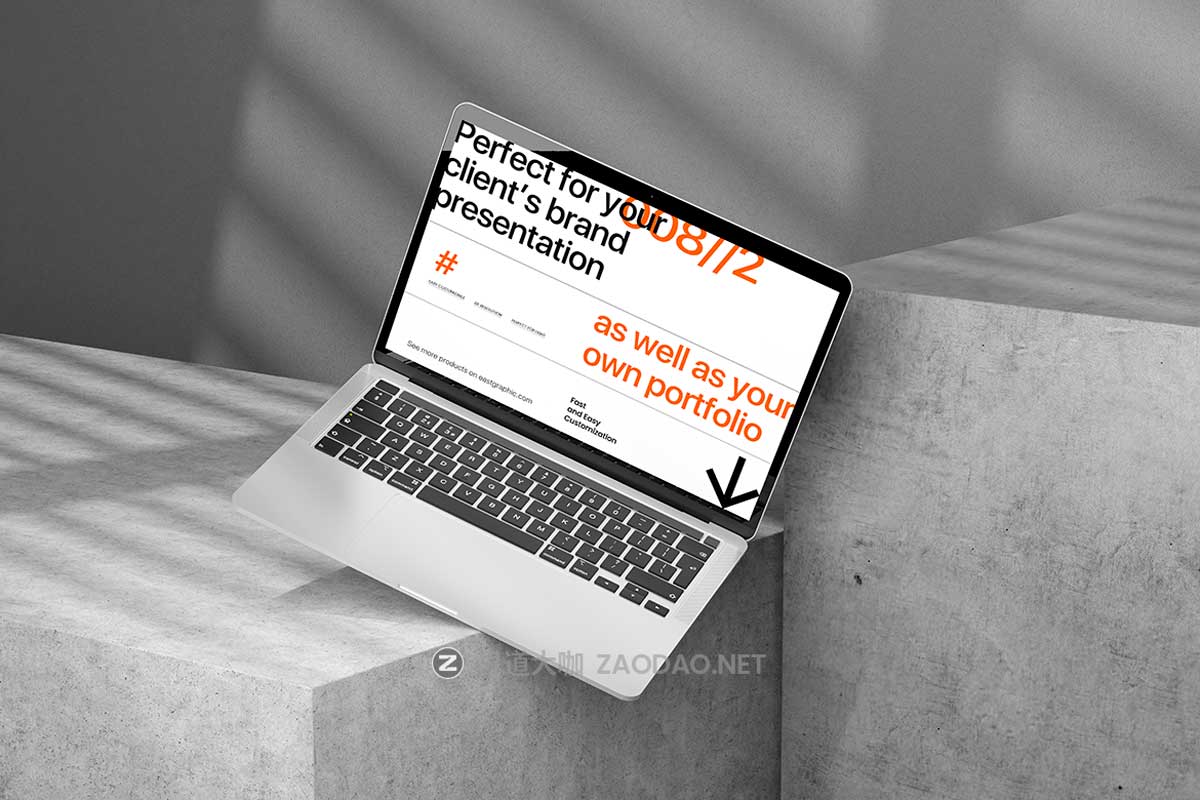 10款混凝土背景阴影UI广告设计苹果电脑MacBook笔记本展示PS贴图样机模板 10 PSD Minimalist MacBook Mockup插图1