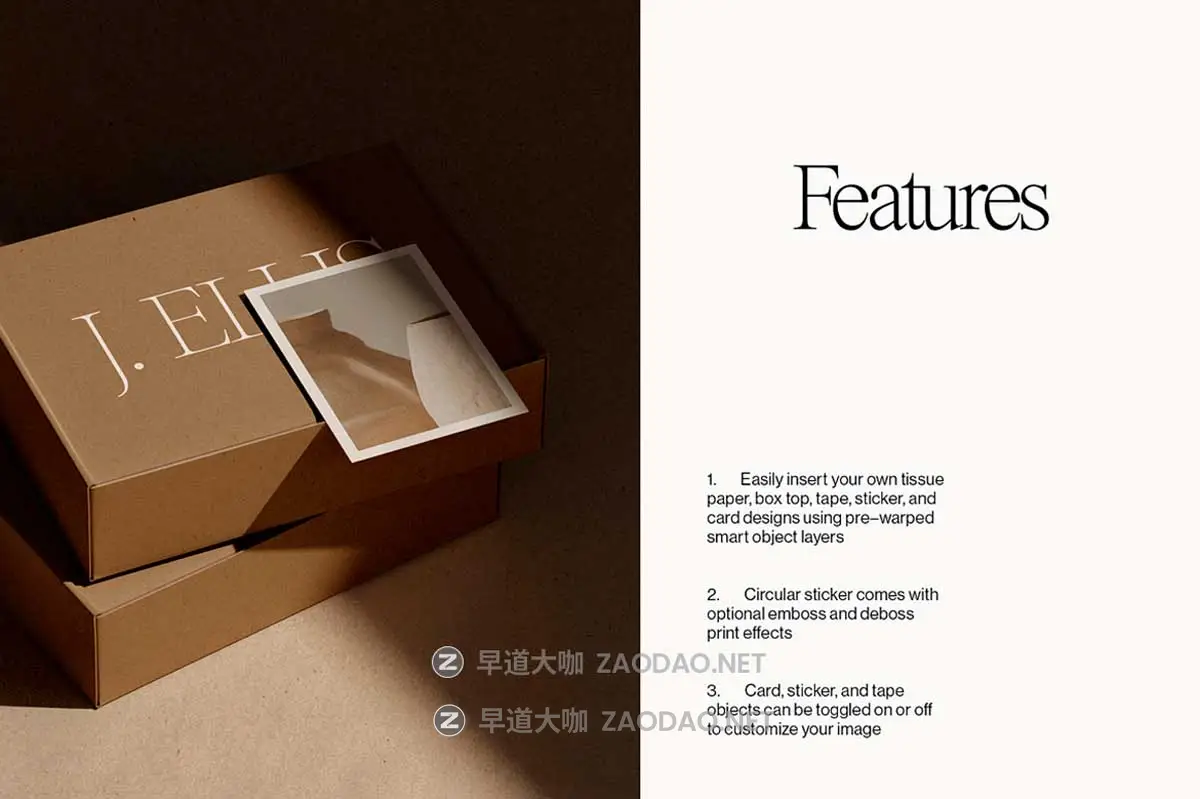 时尚服装鞋产品包装盒快递盒设计展示效果图PS贴图样机模板素材 Mailing Box Mockup – Kraft Mailer 01插图2 时尚服装鞋产品包装盒快递盒设计展示效果图PS贴图样机模板素材 Mailing Box Mockup – Kraft Mailer 01插图2