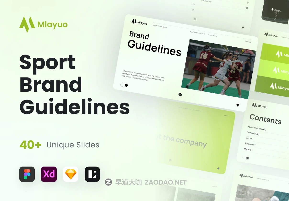 40+页多功能体育VI画册品牌指南手册设计Figma/Sketch/XD格式模板素材 Mlayuo – Sport Brand Guidelines插图 40+页多功能体育VI画册品牌指南手册设计Figma/Sketch/XD格式模板素材 Mlayuo – Sport Brand Guidelines插图