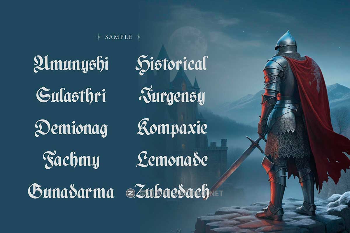 复古奥斯曼阿拉伯风圆润手写PSAI英文字体安装包 NCL Basefigh — Rounded Blackletter Font插图12