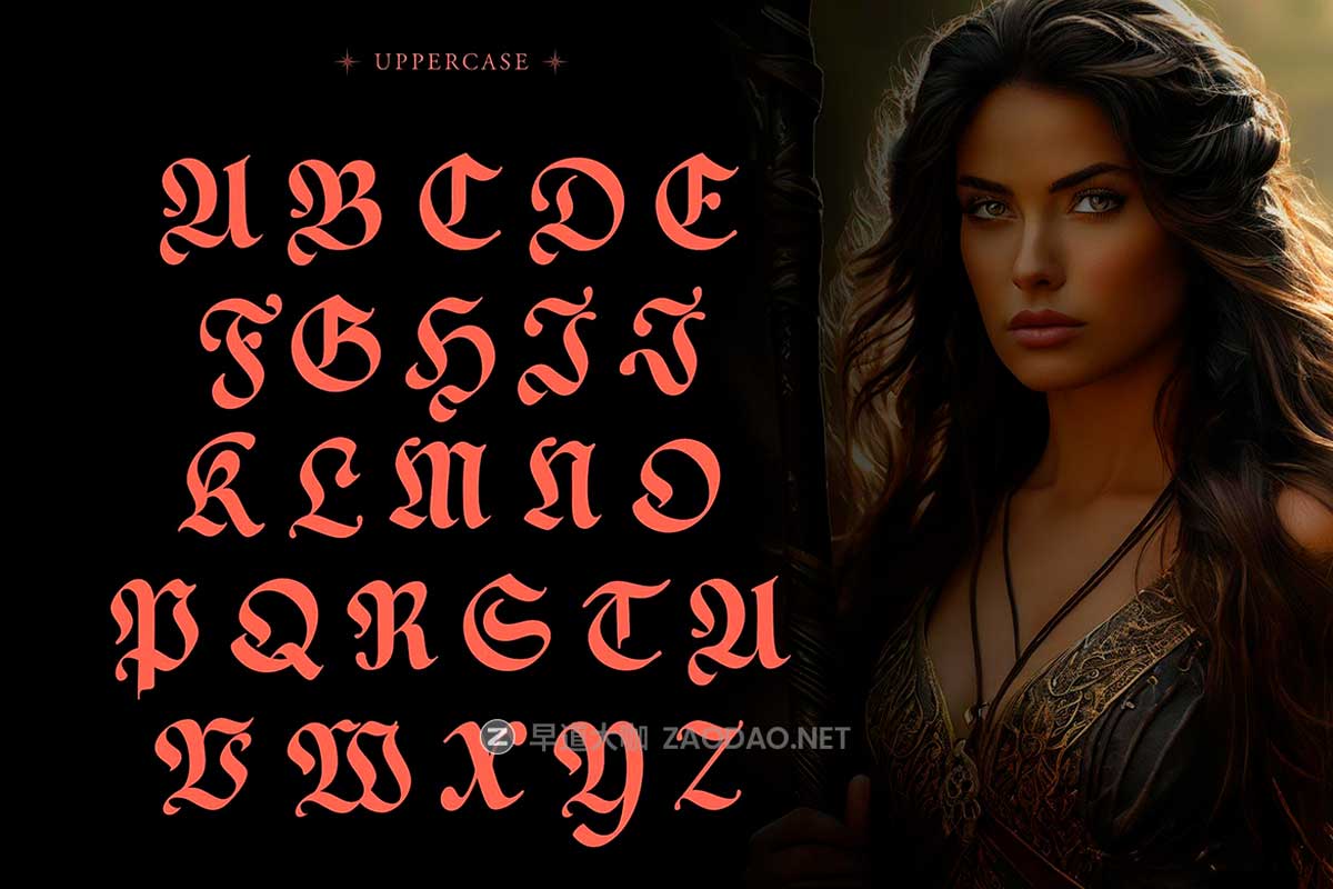 复古奥斯曼阿拉伯风圆润手写PSAI英文字体安装包 NCL Basefigh — Rounded Blackletter Font插图8