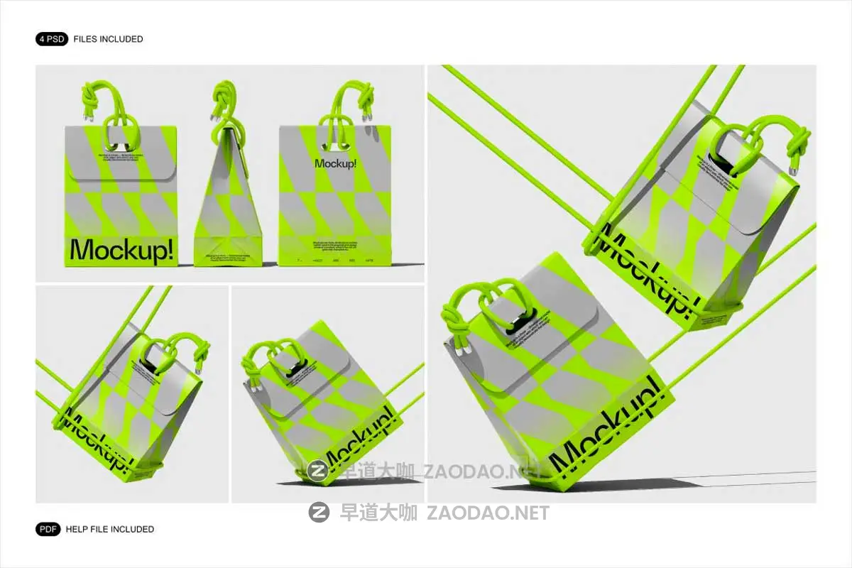 时尚食品外卖打包袋纸袋手提袋Vi设计展示效果图PS贴图样机MOCKUP模板素材 Paper Bag Mockup Set插图7 时尚食品外卖打包袋纸袋手提袋Vi设计展示效果图PS贴图样机MOCKUP模板素材 Paper Bag Mockup Set插图7