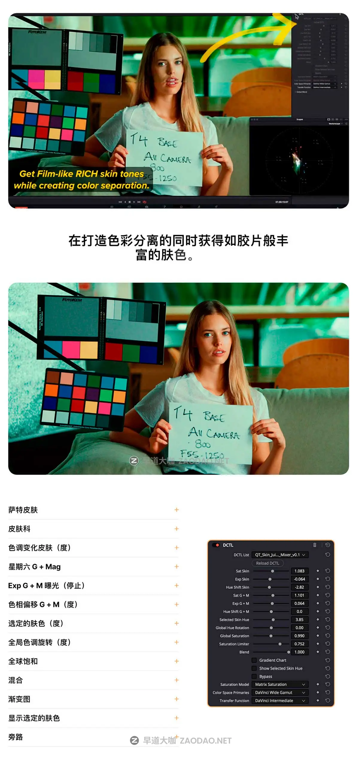 电影美学复古怀旧胶片Netflix级人像肤色调整润饰达芬奇调色DCTL插件 Qazi’s Toolkit – QT Skin Juice Mixer插图1 电影美学复古怀旧胶片Netflix级人像肤色调整润饰达芬奇调色DCTL插件 Qazi’s Toolkit – QT Skin Juice Mixer插图1