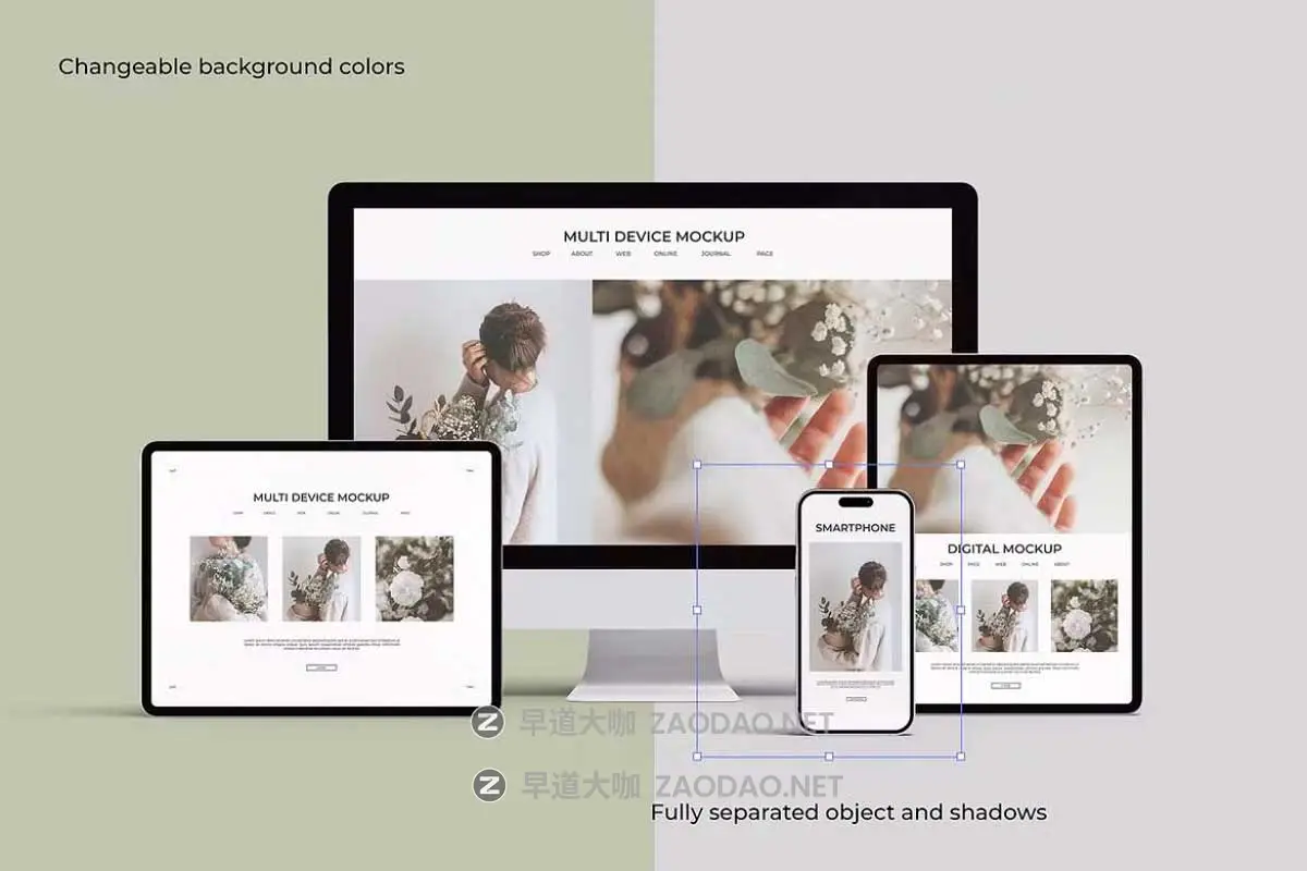 10款INS风UI界面设计iPhone手机iPad平板MacBook电脑展示PS贴图样机模板 Multi Device Mockup – Scene Creator插图5 10款INS风UI界面设计iPhone手机iPad平板MacBook电脑展示PS贴图样机模板 Multi Device Mockup – Scene Creator插图5
