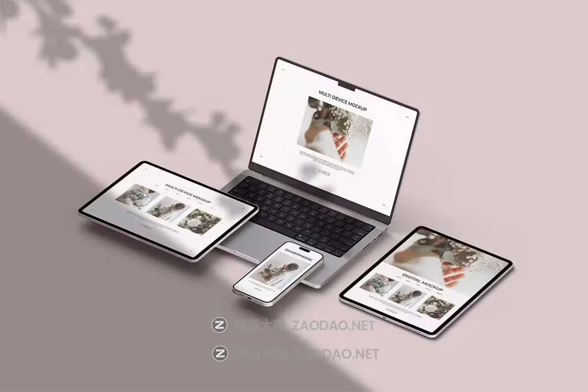 10款INS风UI界面设计iPhone手机iPad平板MacBook电脑展示PS贴图样机模板 Multi Device Mockup – Scene Creator插图2 10款INS风UI界面设计iPhone手机iPad平板MacBook电脑展示PS贴图样机模板 Multi Device Mockup – Scene Creator插图2