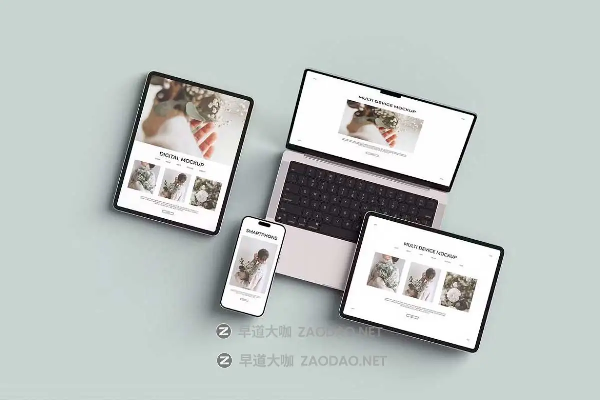 10款INS风UI界面设计iPhone手机iPad平板MacBook电脑展示PS贴图样机模板 Multi Device Mockup – Scene Creator插图1 10款INS风UI界面设计iPhone手机iPad平板MacBook电脑展示PS贴图样机模板 Multi Device Mockup – Scene Creator插图1