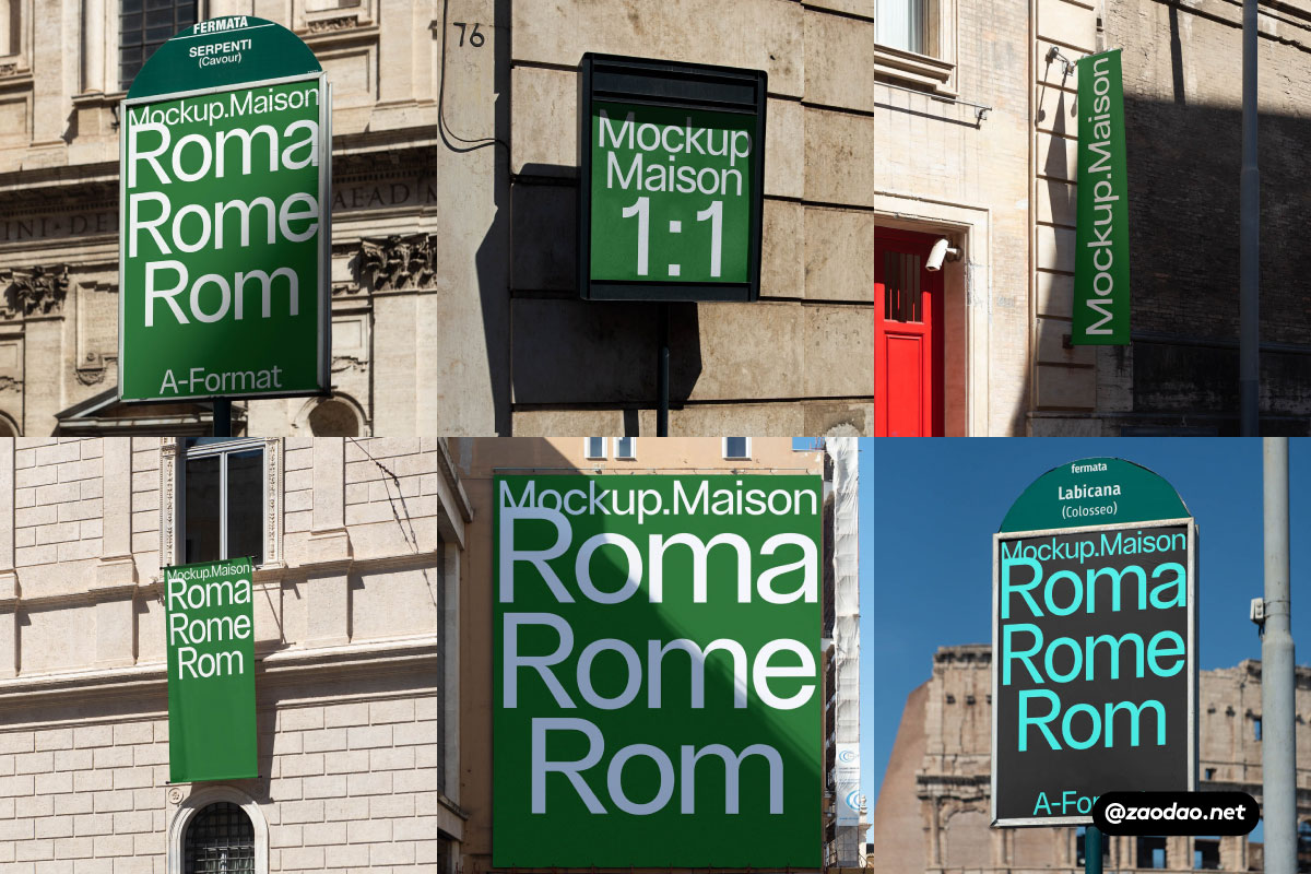 6款国外罗马城市横幅海报广告牌设计展示PS贴图样机MOCKUP模板素材 Mockup.Maison – Roma Mockup Collection 01插图