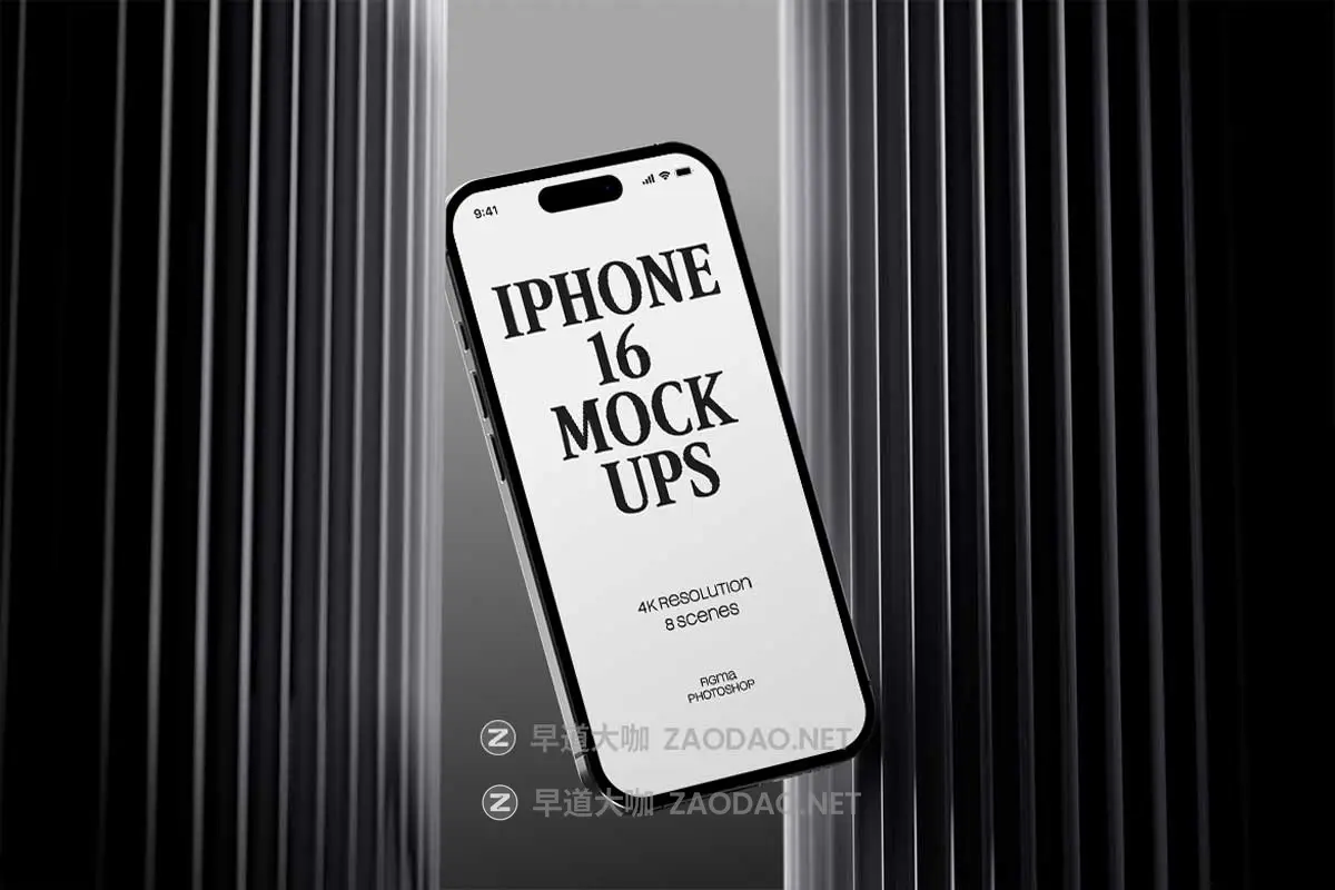 8款暗黑系工业风UI界面设计苹果iPhone 16手机展示贴图Ps/Figma样机素材 iPhone 16 Tech Mockups插图7 8款暗黑系工业风UI界面设计苹果iPhone 16手机展示贴图Ps/Figma样机素材 iPhone 16 Tech Mockups插图7