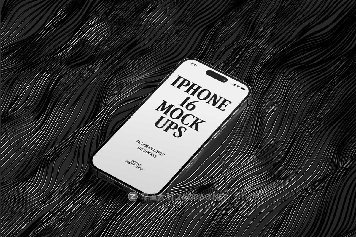 8款暗黑系工业风UI界面设计苹果iPhone 16手机展示贴图Ps/Figma样机素材 iPhone 16 Tech Mockups插图4 8款暗黑系工业风UI界面设计苹果iPhone 16手机展示贴图Ps/Figma样机素材 iPhone 16 Tech Mockups插图4