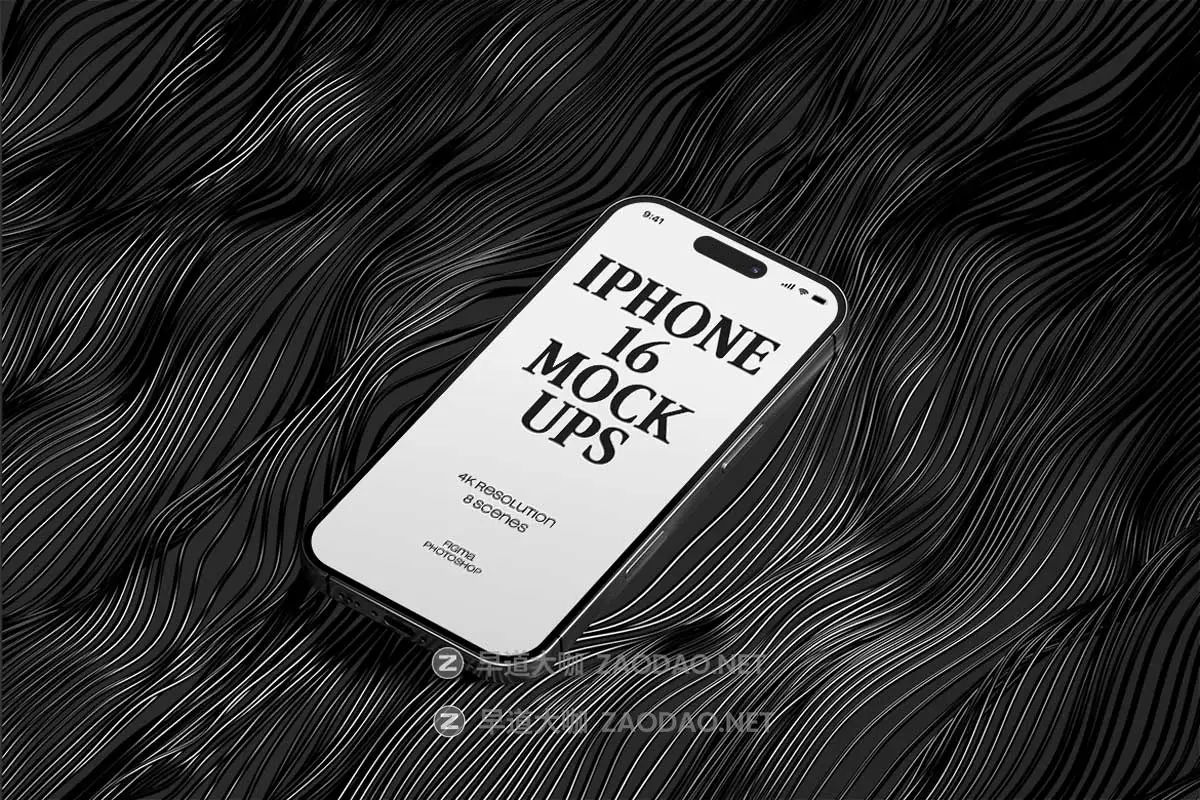8款暗黑系工业风UI界面设计苹果iPhone 16手机展示贴图Ps/Figma样机素材 iPhone 16 Tech Mockups插图4 8款暗黑系工业风UI界面设计苹果iPhone 16手机展示贴图Ps/Figma样机素材 iPhone 16 Tech Mockups插图4