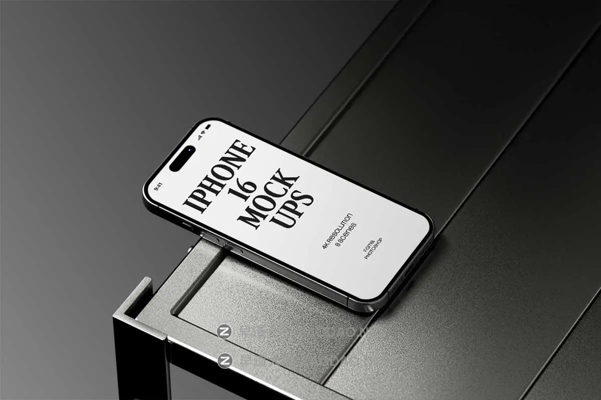 8款暗黑系工业风UI界面设计苹果iPhone 16手机展示贴图Ps/Figma样机素材 iPhone 16 Tech Mockups插图2 8款暗黑系工业风UI界面设计苹果iPhone 16手机展示贴图Ps/Figma样机素材 iPhone 16 Tech Mockups插图2