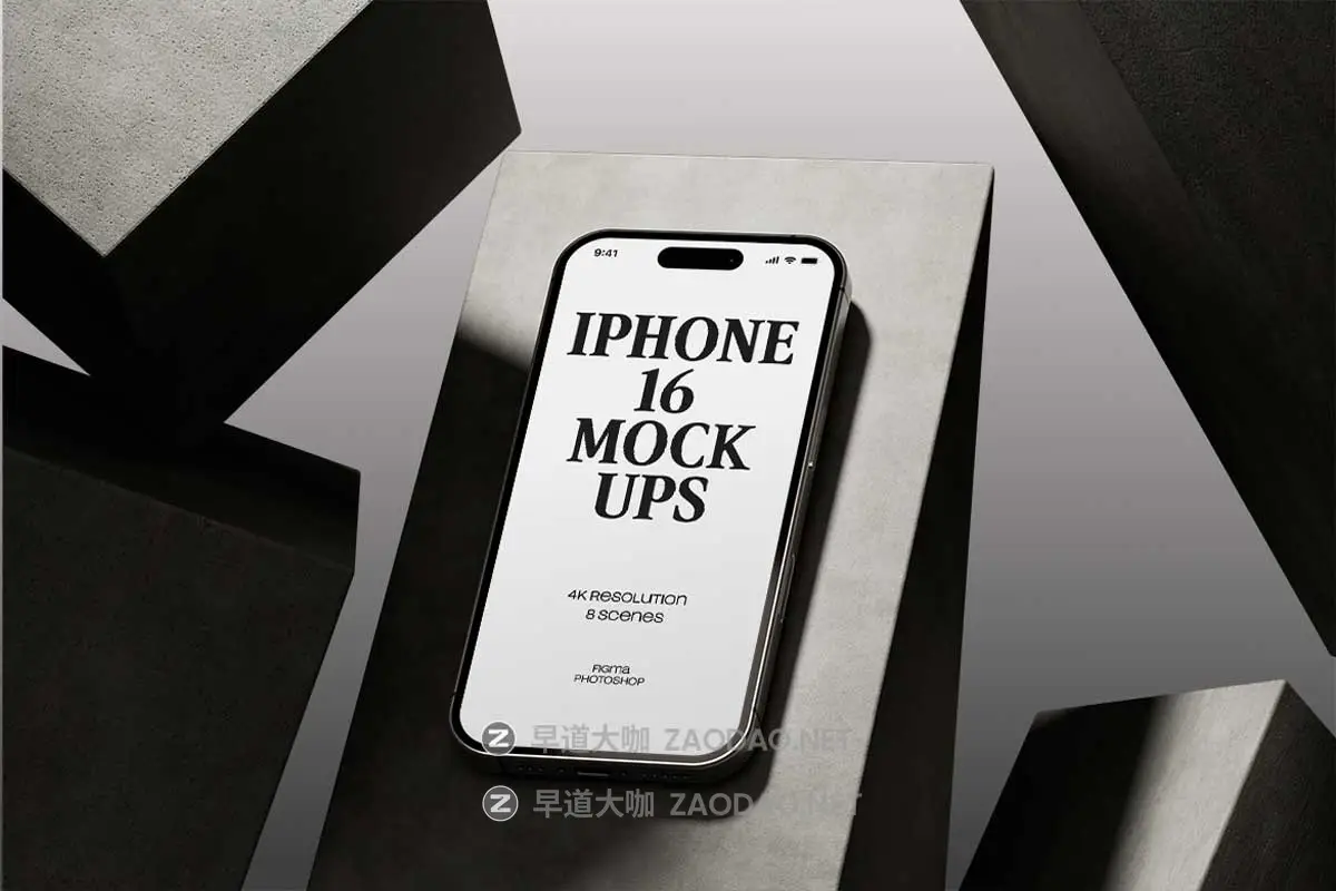 8款暗黑系工业风UI界面设计苹果iPhone 16手机展示贴图Ps/Figma样机素材 iPhone 16 Tech Mockups插图1 8款暗黑系工业风UI界面设计苹果iPhone 16手机展示贴图Ps/Figma样机素材 iPhone 16 Tech Mockups插图1