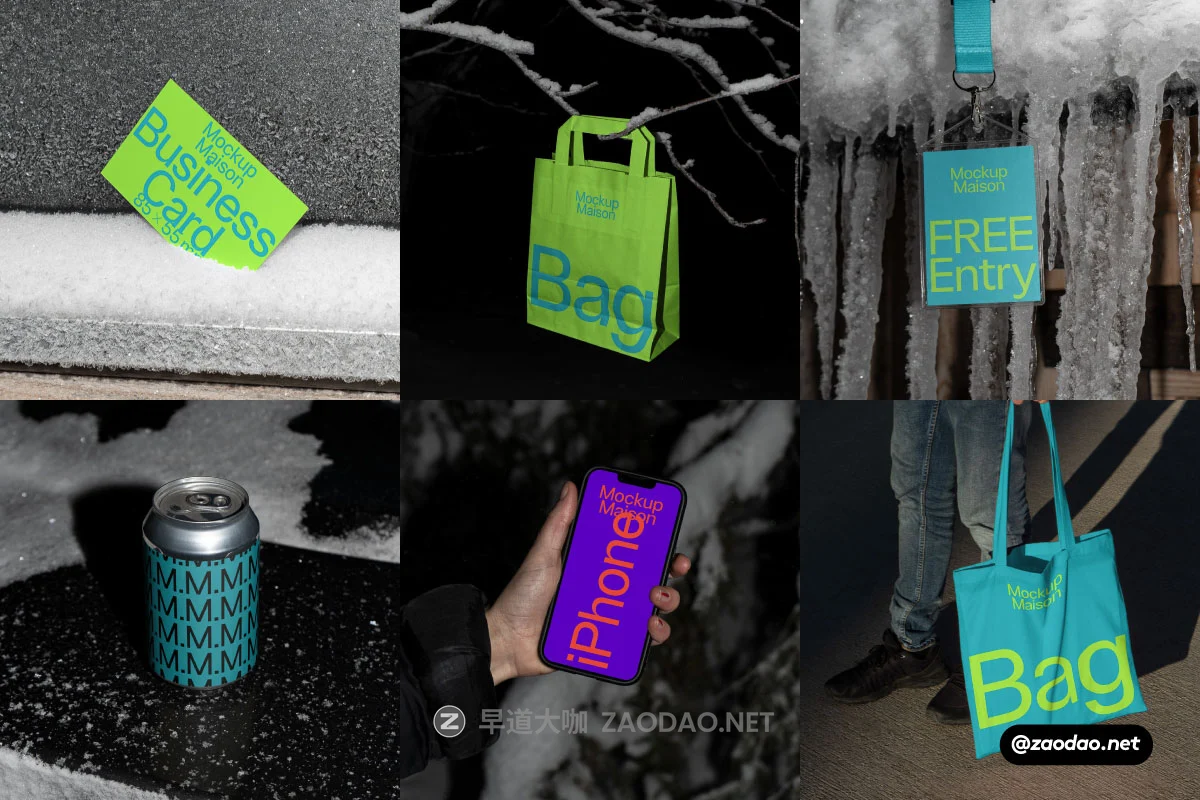9款雪景场景VI设计手提袋名片ID卡易拉罐iPhone手机展示PS贴图样机模板 Mockup.Maison – Snow Mockup Collection Vol 1插图 9款雪景场景VI设计手提袋名片ID卡易拉罐iPhone手机展示PS贴图样机模板 Mockup.Maison – Snow Mockup Collection Vol 1插图