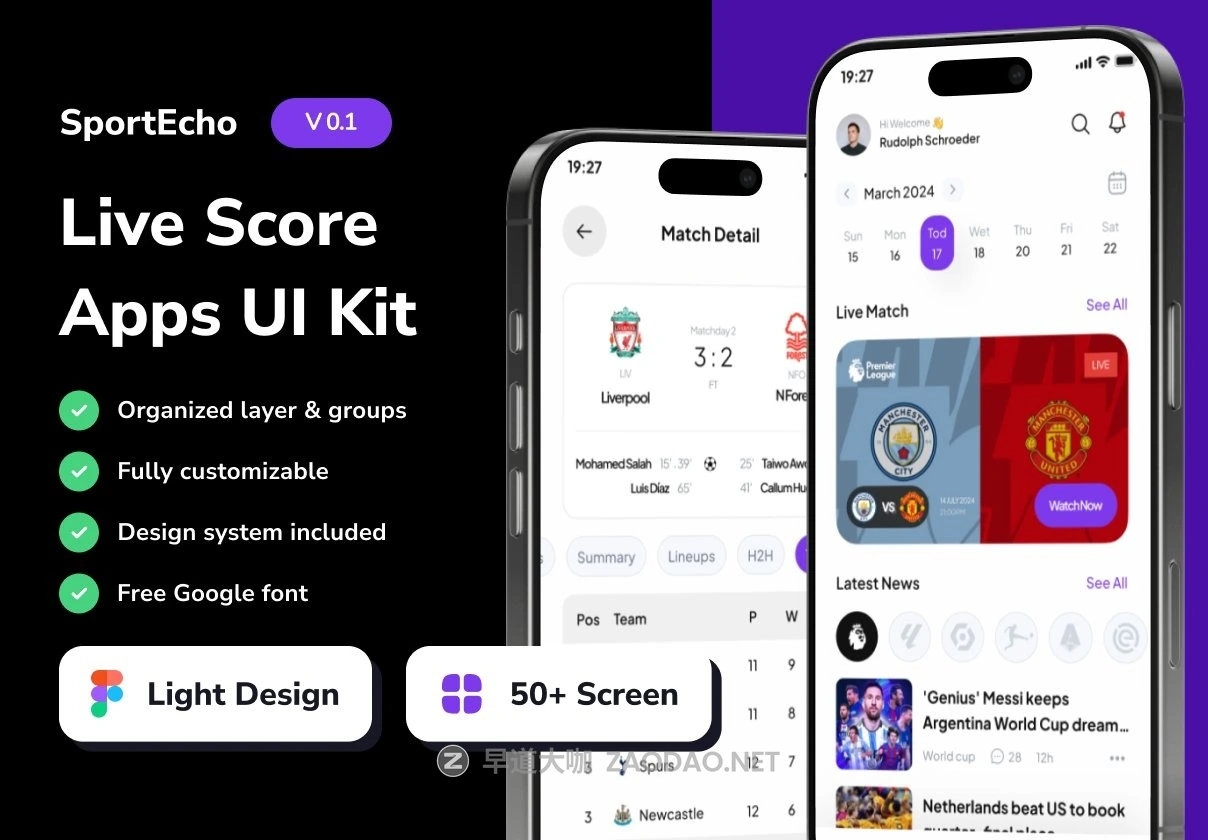 50+屏简约足球篮球体育赛事比赛直播APP UI界面设计Figma模板套件 SportEcho – Football Live Score Mobile App UI Kit插图 50+屏简约足球篮球体育赛事比赛直播APP UI界面设计Figma模板套件 SportEcho – Football Live Score Mobile App UI Kit插图