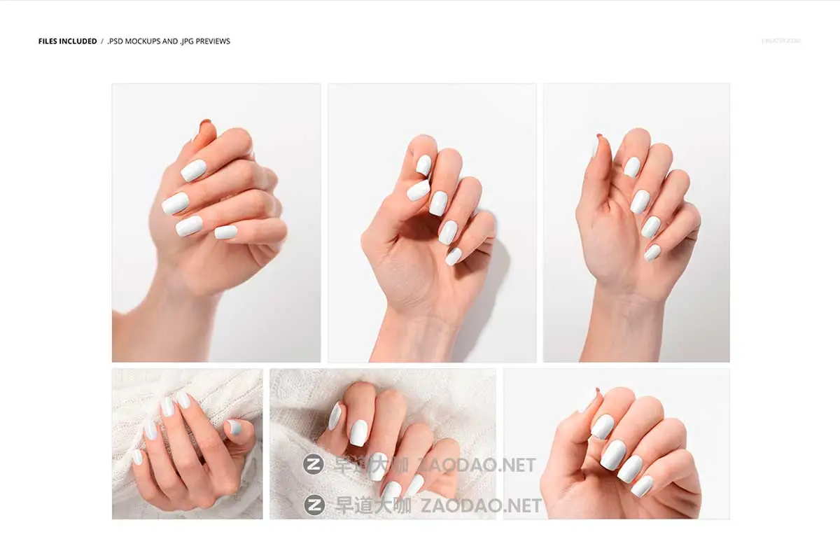 6款高级化妆品美甲指甲油VI作品集设计展示效果图PS贴图样机模板素材 Squoval Nails Mockup Set插图1 6款高级化妆品美甲指甲油VI作品集设计展示效果图PS贴图样机模板素材 Squoval Nails Mockup Set插图1
