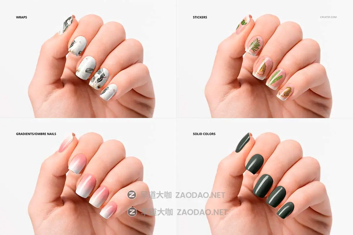 6款高级化妆品美甲指甲油VI作品集设计展示效果图PS贴图样机模板素材 Squoval Nails Mockup Set插图3 6款高级化妆品美甲指甲油VI作品集设计展示效果图PS贴图样机模板素材 Squoval Nails Mockup Set插图3