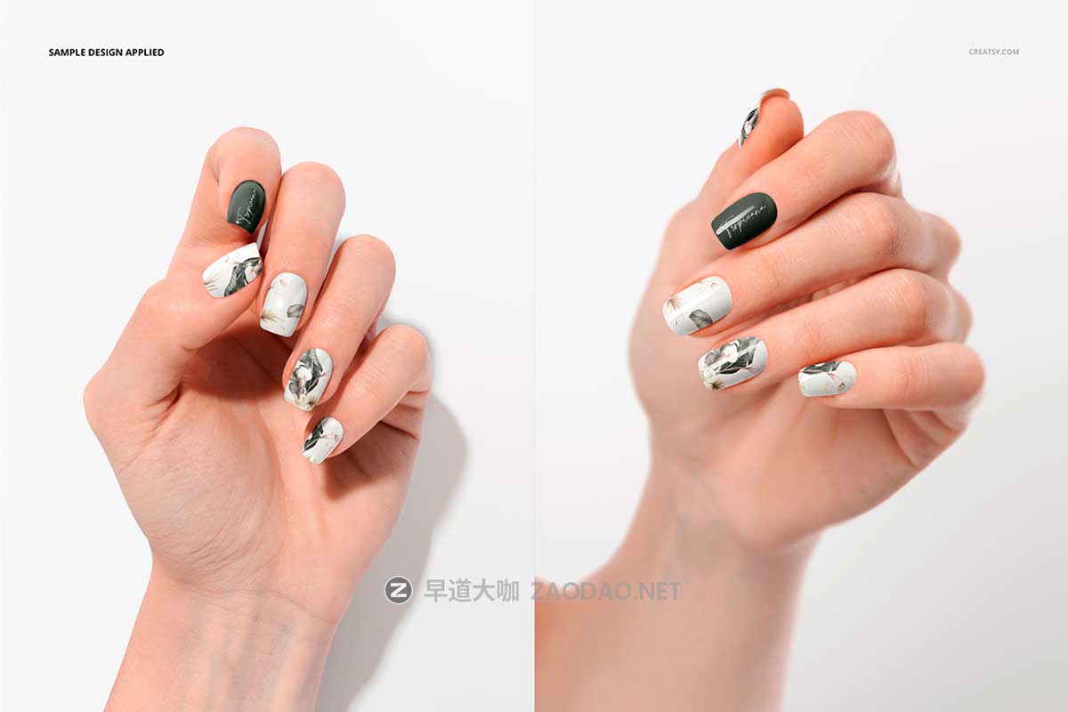 6款高级化妆品美甲指甲油VI作品集设计展示效果图PS贴图样机模板素材 Squoval Nails Mockup Set插图4