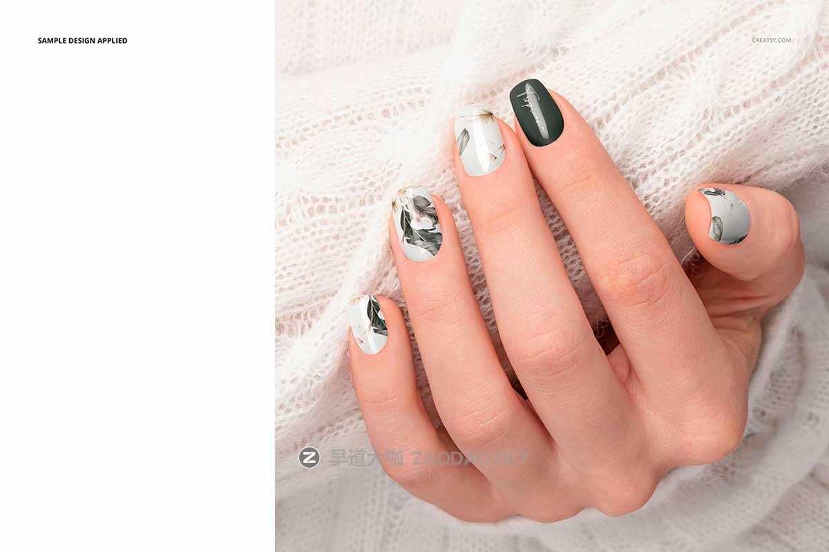 6款高级化妆品美甲指甲油VI作品集设计展示效果图PS贴图样机模板素材 Squoval Nails Mockup Set插图5