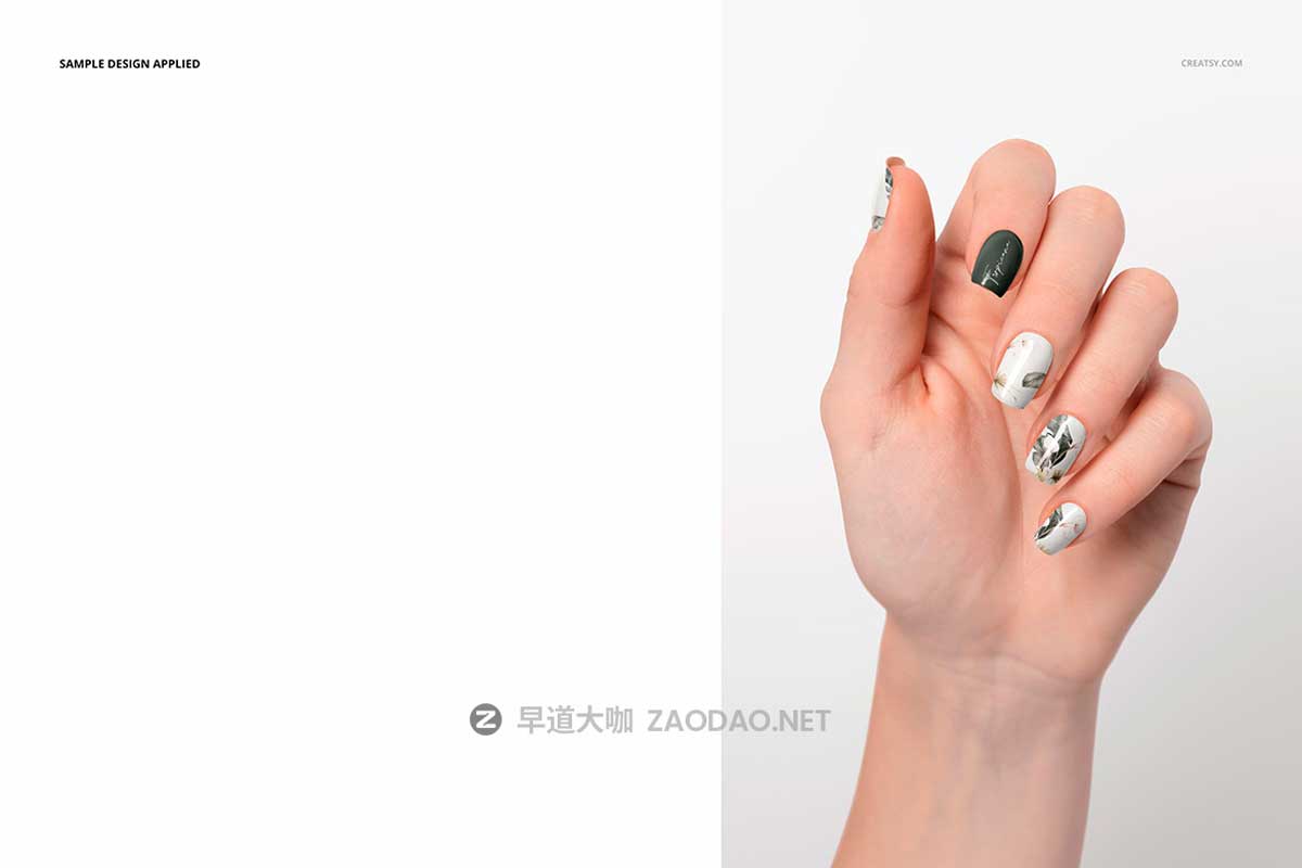 6款高级化妆品美甲指甲油VI作品集设计展示效果图PS贴图样机模板素材 Squoval Nails Mockup Set插图6