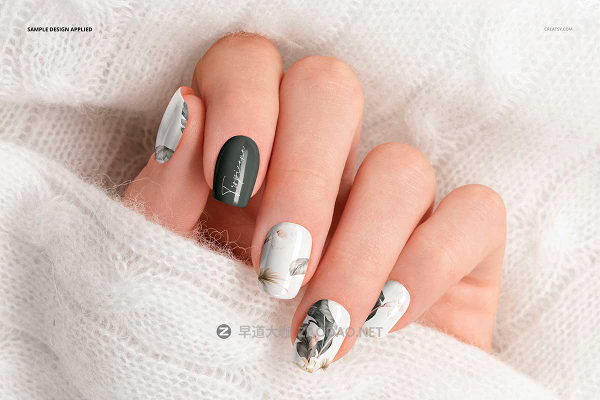 6款高级化妆品美甲指甲油VI作品集设计展示效果图PS贴图样机模板素材 Squoval Nails Mockup Set插图8