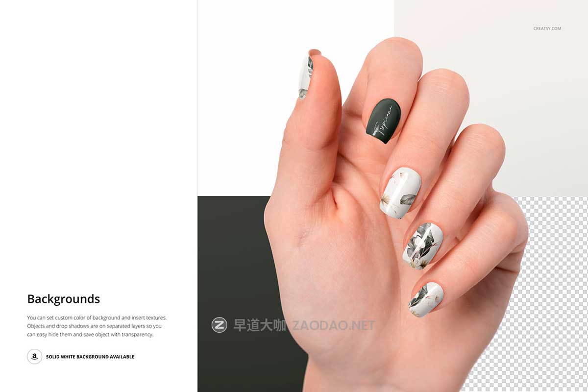6款高级化妆品美甲指甲油VI作品集设计展示效果图PS贴图样机模板素材 Squoval Nails Mockup Set插图9
