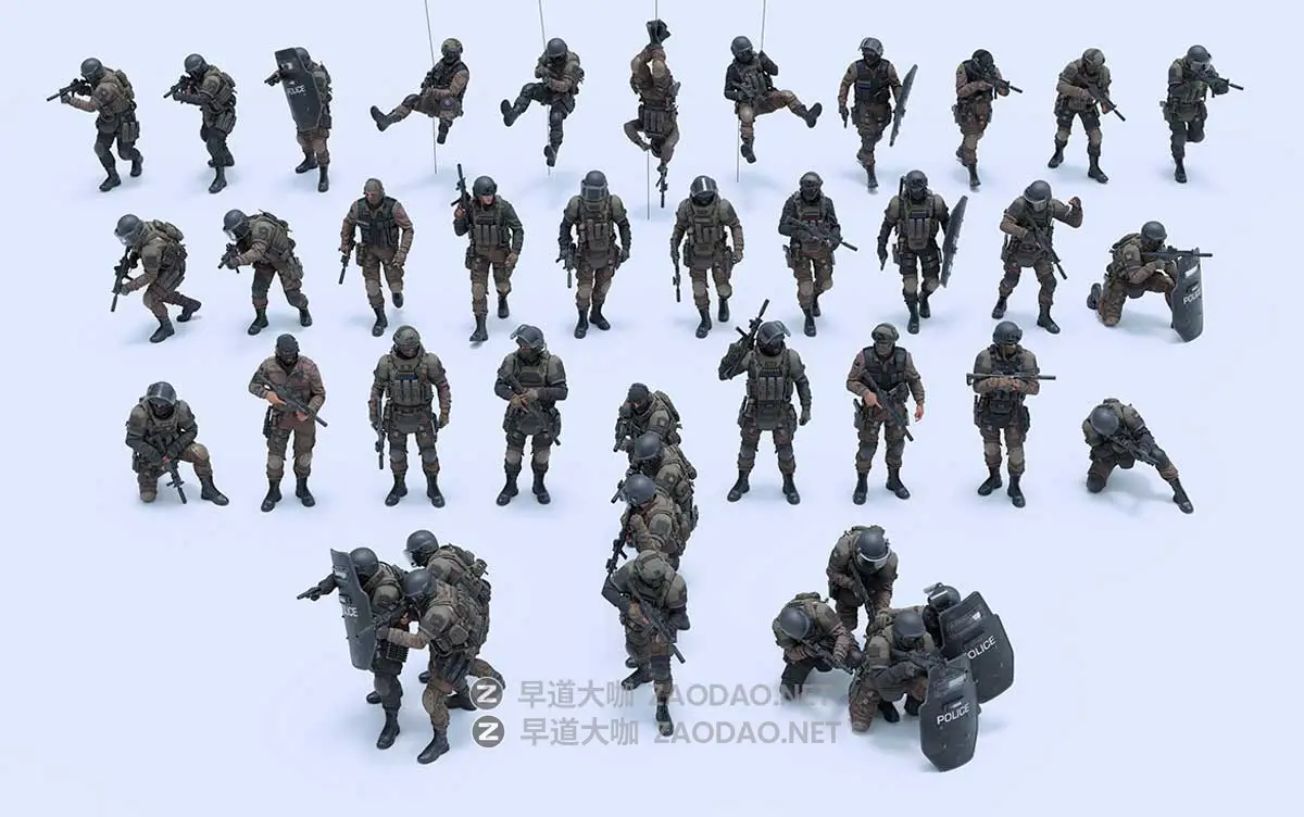 BMS出品反恐精英警察特警人物角色动作3D模型Blender/FBX/OBJ/UE格式素材 Big Medium Small – S.W.A.T插图4 BMS出品反恐精英警察特警人物角色动作3D模型Blender/FBX/OBJ/UE格式素材 Big Medium Small – S.W.A.T插图4
