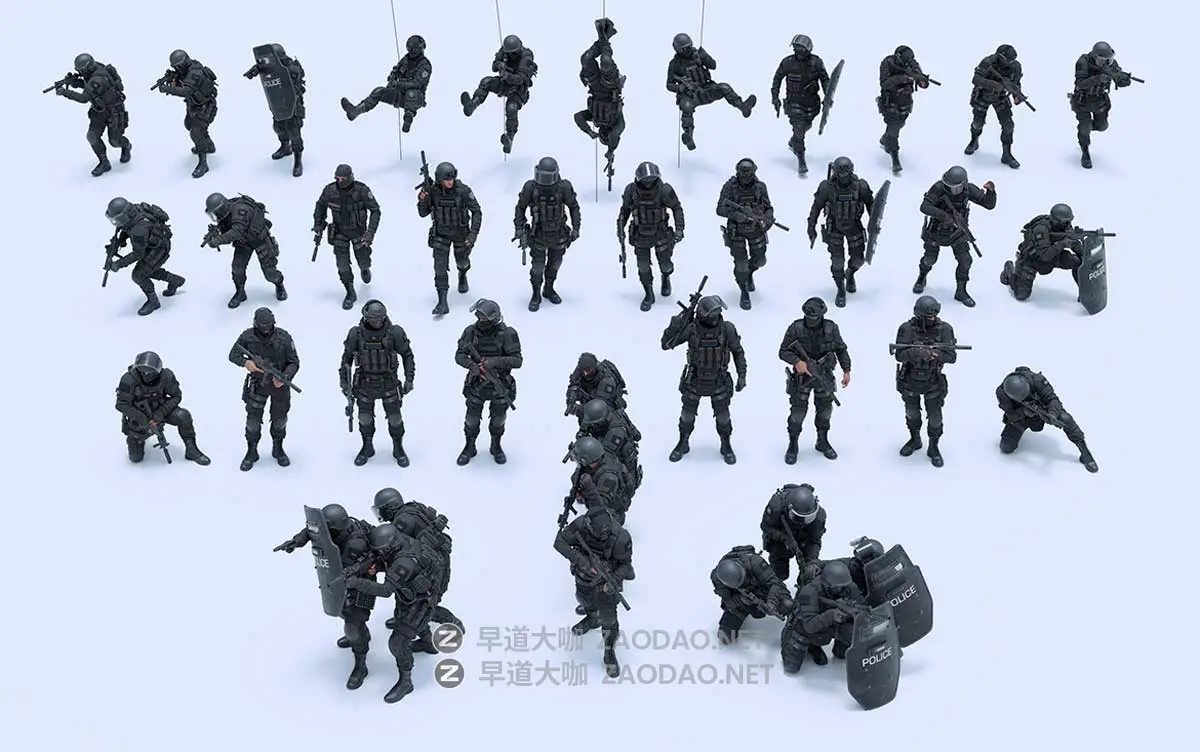 BMS出品反恐精英警察特警人物角色动作3D模型Blender/FBX/OBJ/UE格式素材 Big Medium Small – S.W.A.T插图3 BMS出品反恐精英警察特警人物角色动作3D模型Blender/FBX/OBJ/UE格式素材 Big Medium Small – S.W.A.T插图3