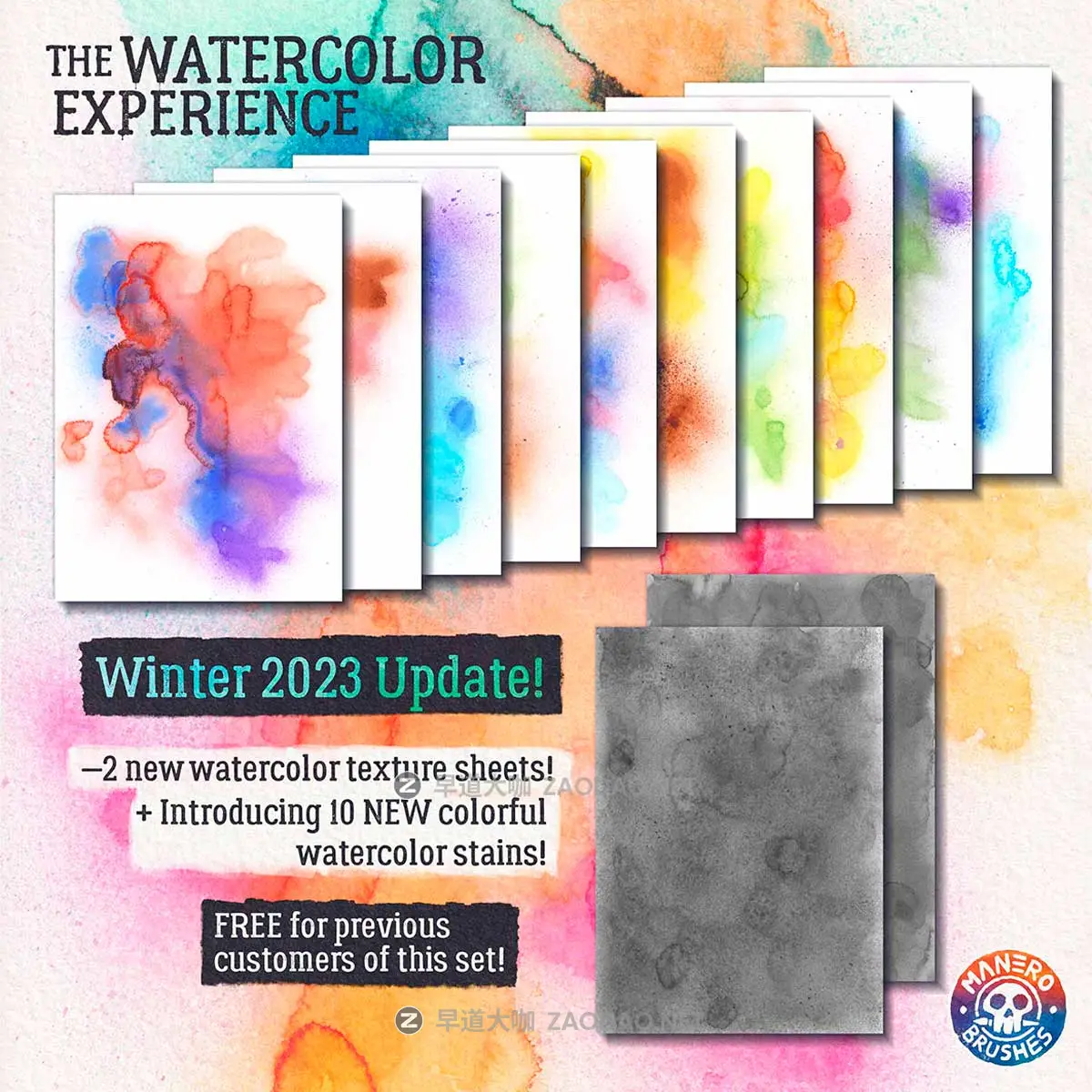 86款逼真水彩喷墨墨滴硬边绘画Procreate笔刷画笔+水彩背景图片 The Watercolor Experience Brush Set for Procreate插图4 86款逼真水彩喷墨墨滴硬边绘画Procreate笔刷画笔+水彩背景图片 The Watercolor Experience Brush Set for Procreate插图4