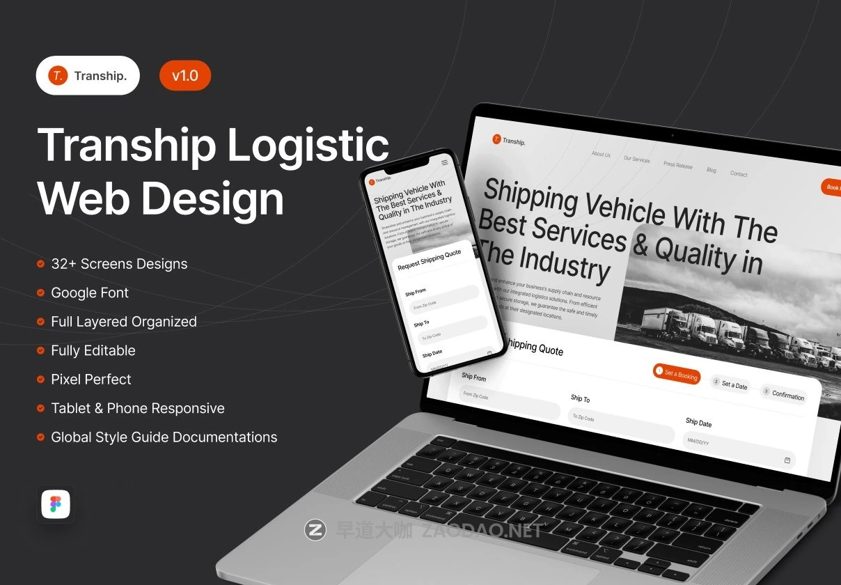 32+屏响应式物流快递送货运输网站界面WEB UI设计Figma模板素材 Tranship. Logistic Web Design插图 32+屏响应式物流快递送货运输网站界面WEB UI设计Figma模板素材 Tranship. Logistic Web Design插图