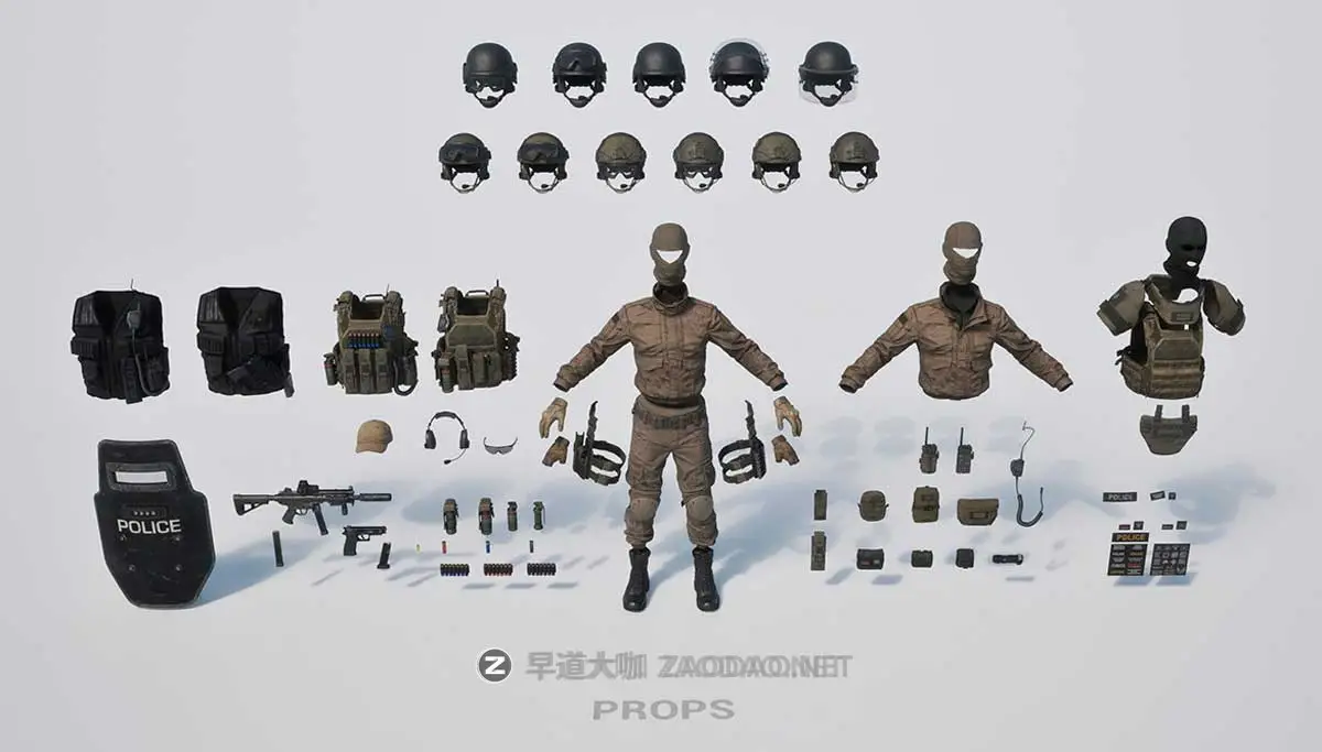 BMS出品反恐精英警察特警人物角色动作3D模型Blender/FBX/OBJ/UE格式素材 Big Medium Small – S.W.A.T插图8 BMS出品反恐精英警察特警人物角色动作3D模型Blender/FBX/OBJ/UE格式素材 Big Medium Small – S.W.A.T插图8