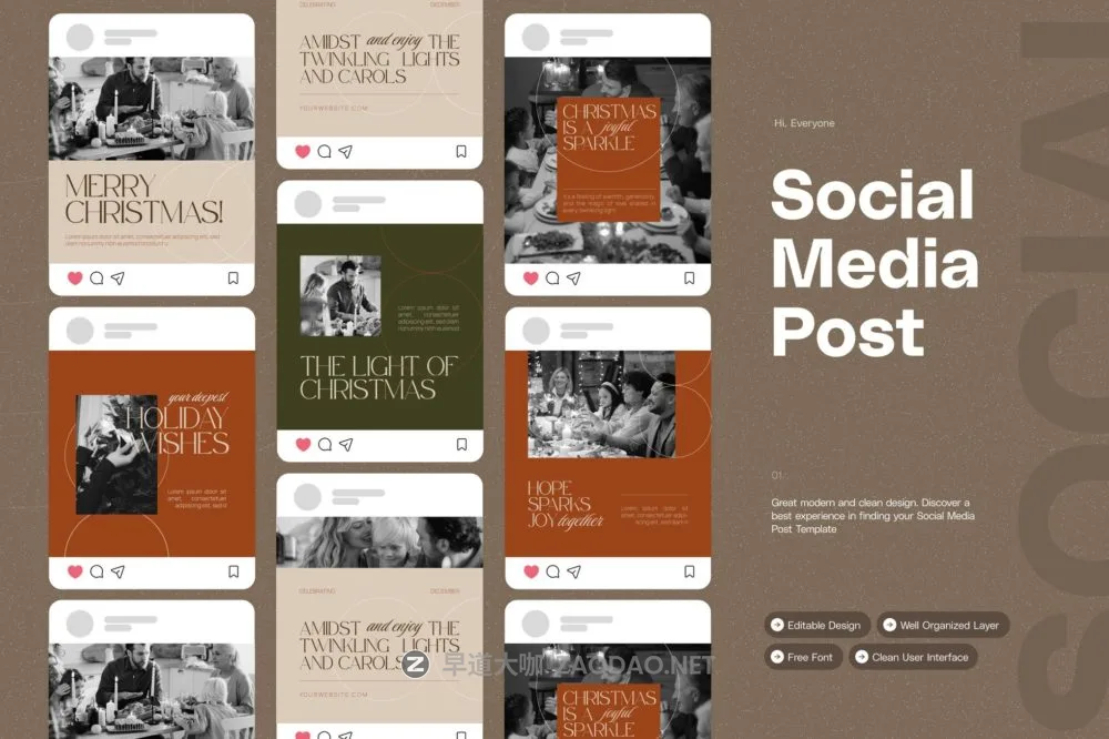 极简美学INS风圣诞节图文海报排版设计模版 Merry Christmas – Instagram Post插图 极简美学INS风圣诞节图文海报排版设计模版 Merry Christmas – Instagram Post插图