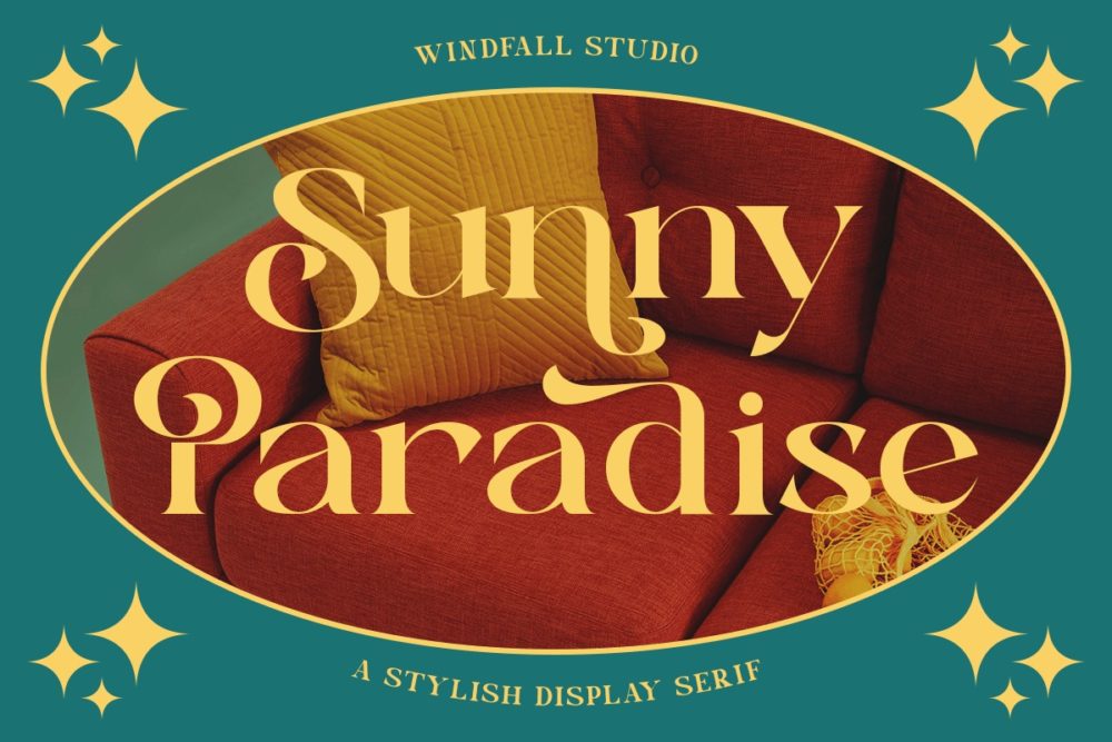 复古波西米亚风杂志海报徽标设计衬线英文字体安装包 Sunny Paradise – Decorative Serif Typeface插图